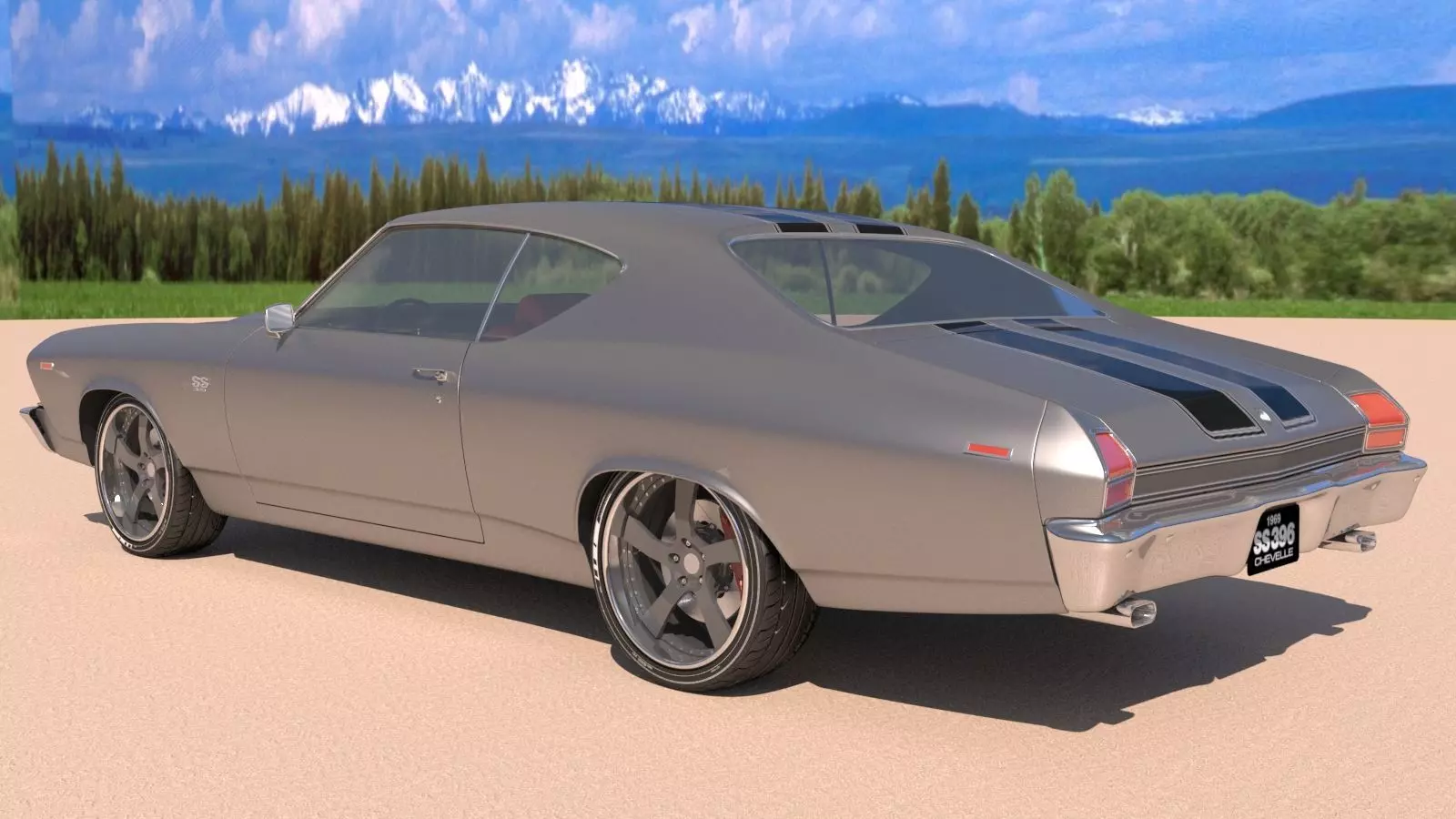 Chevrolet Chevelle SS 369 Black Stripes 1969 3D model_5