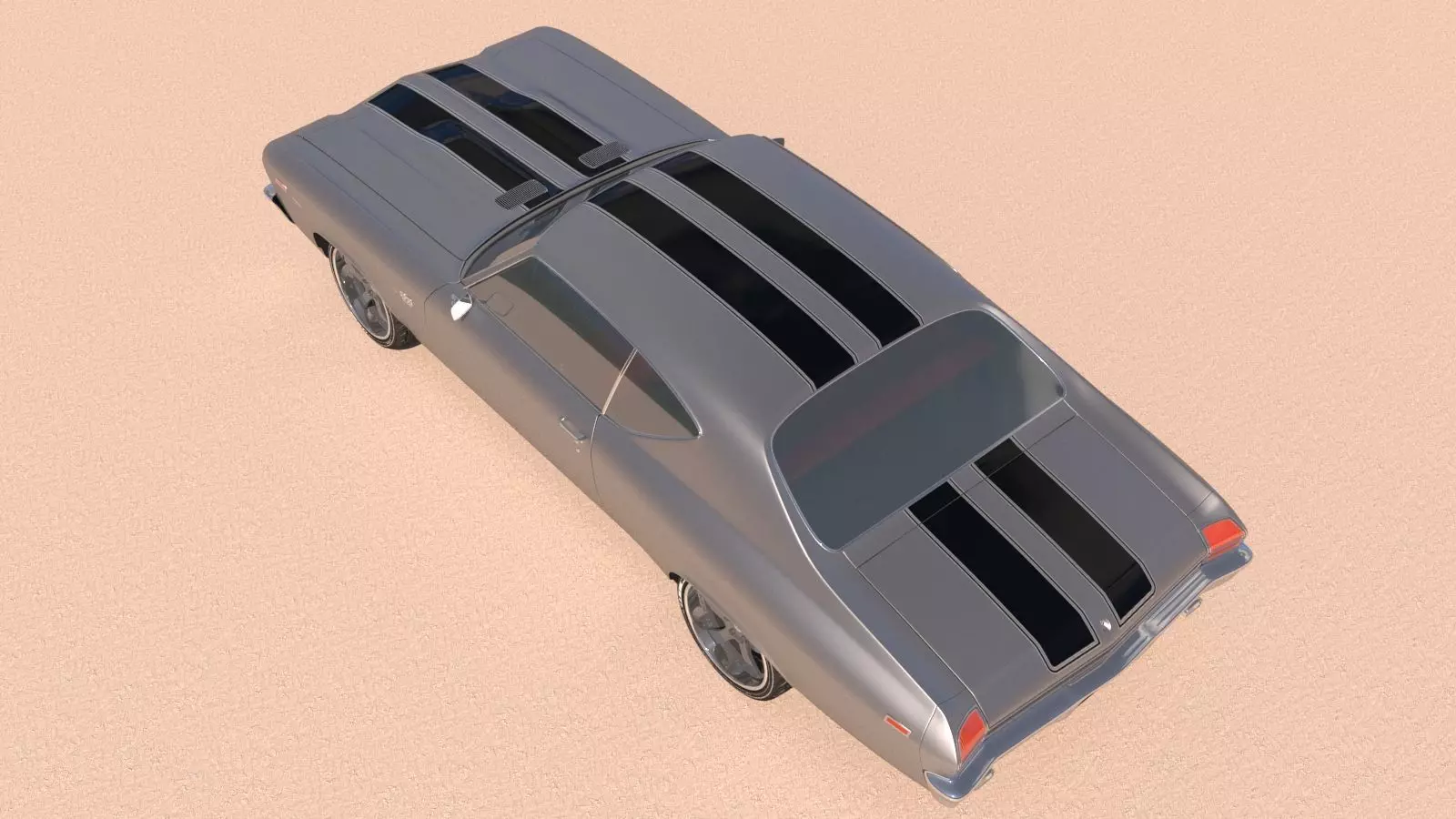 Chevrolet Chevelle SS 369 Black Stripes 1969 3D model_10