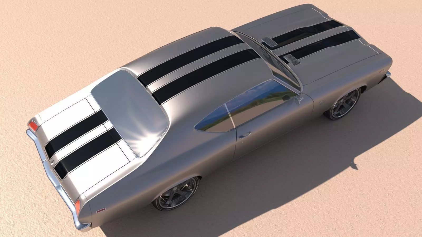 Chevrolet Chevelle SS 369 Black Stripes 1969 3D model_9