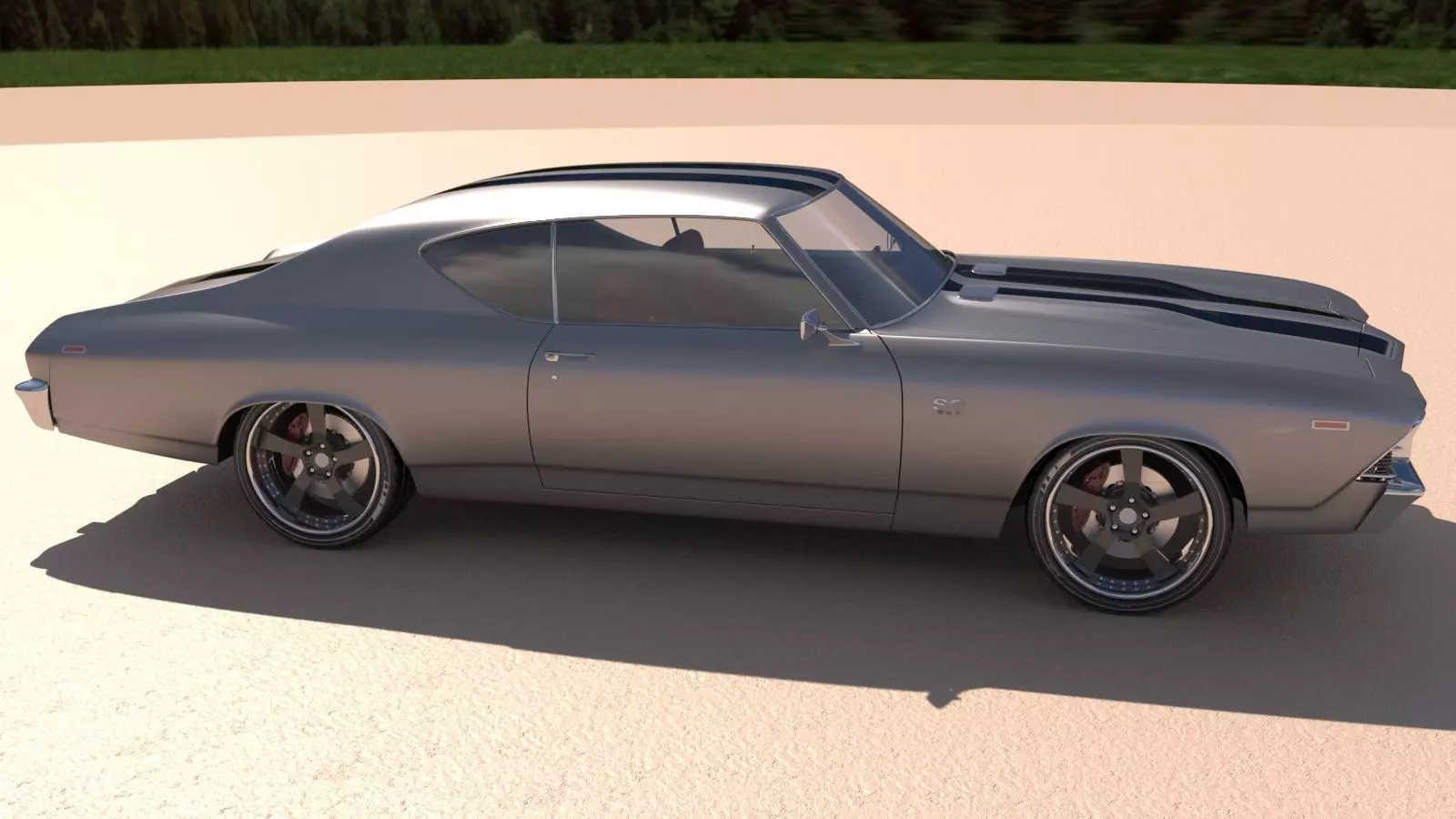 Chevrolet Chevelle SS 369 Black Stripes 1969 3D model_2