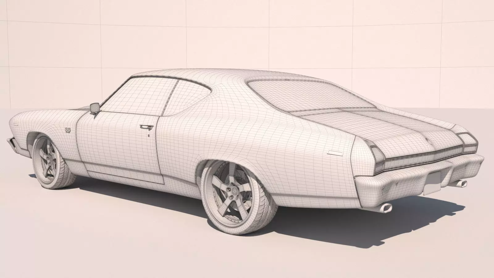 Chevrolet Chevelle SS 369 Black Stripes 1969 3D model_25