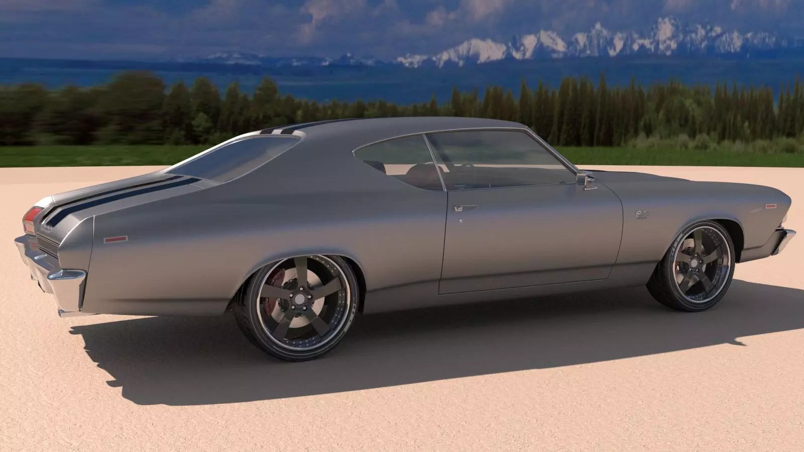 Chevrolet Chevelle SS 369 Black Stripes 1969 3D model_3