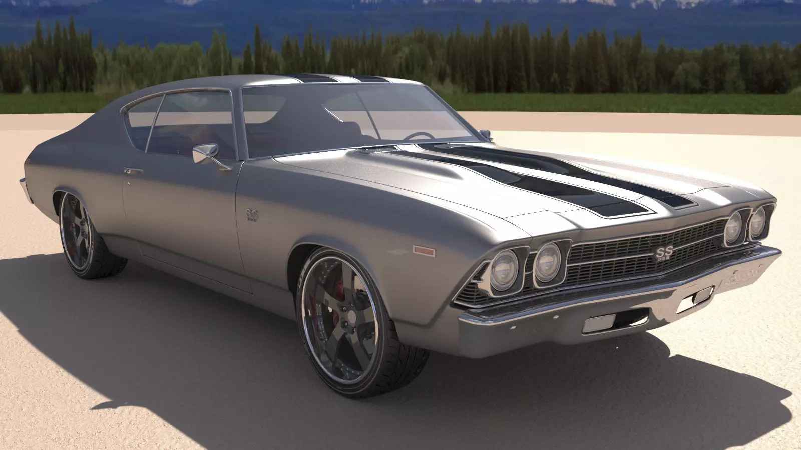 Chevrolet Chevelle SS 369 Black Stripes 1969 3D model_1