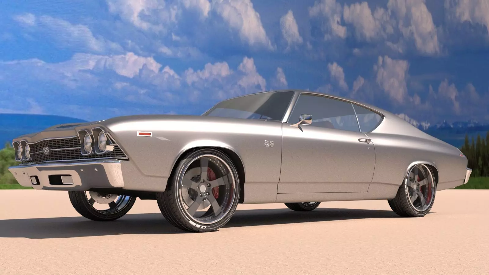 Chevrolet Chevelle SS 369 Black Stripes 1969 3D model_12