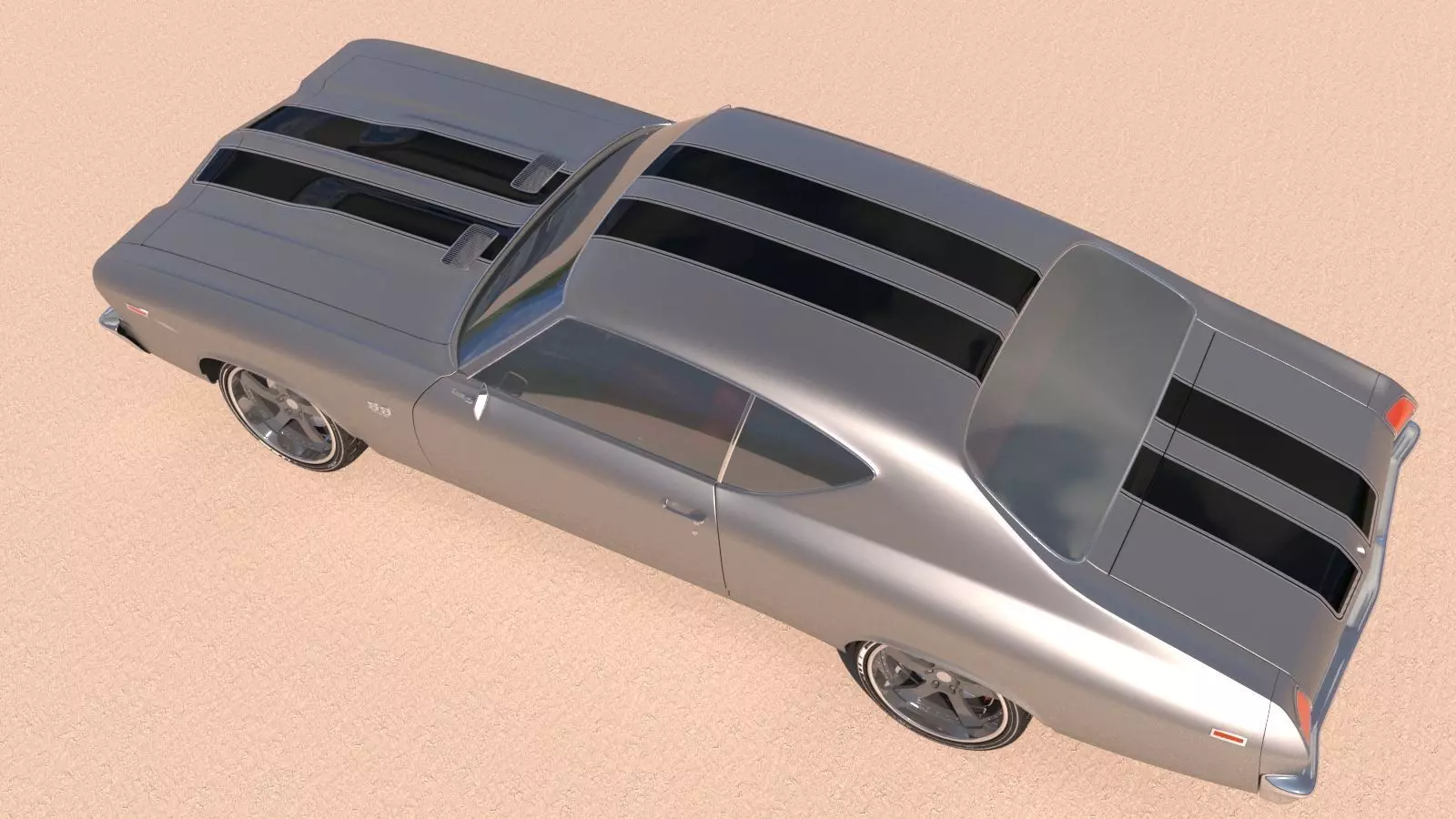 Chevrolet Chevelle SS 369 Black Stripes 1969 3D model_11