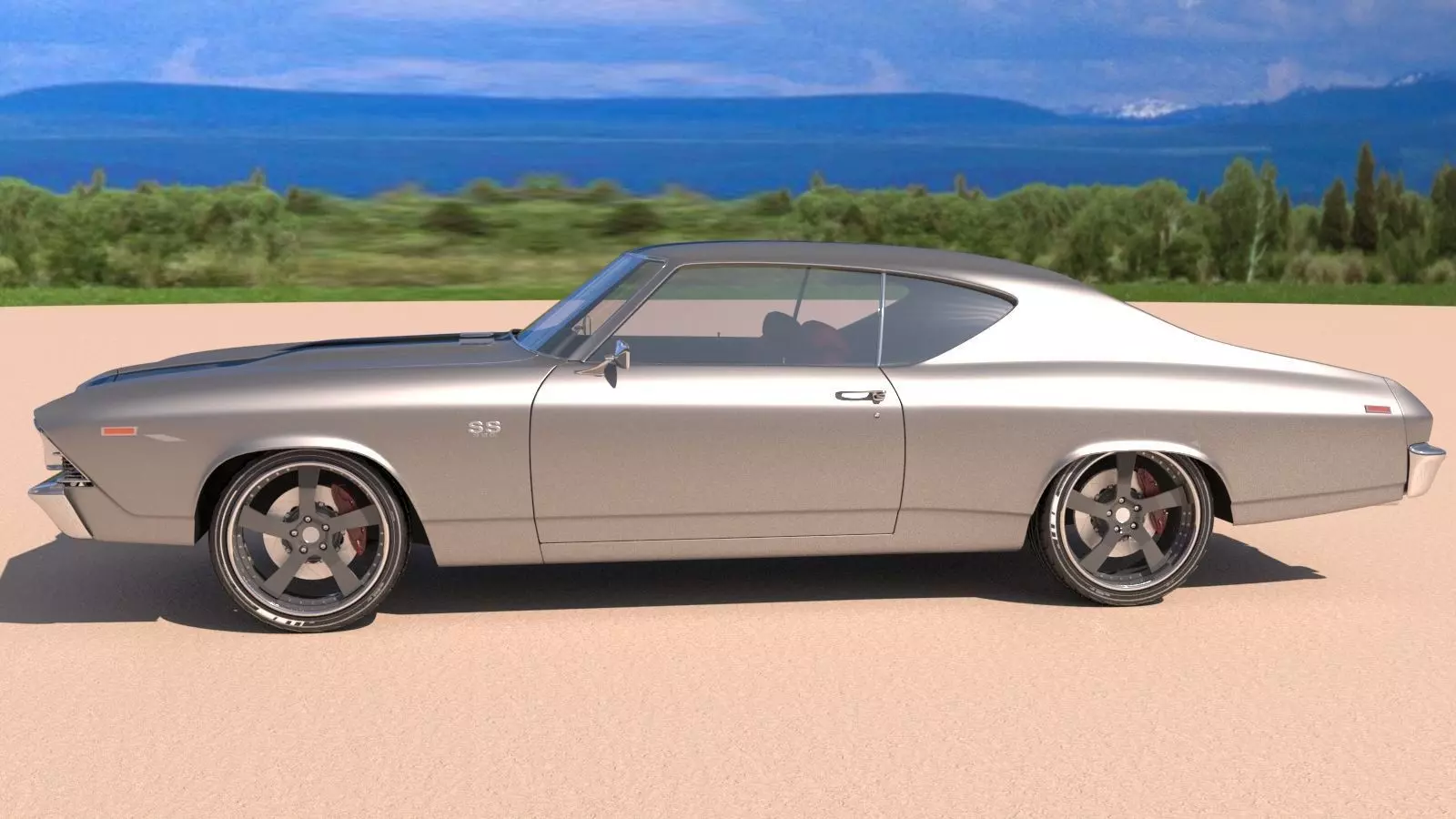 Chevrolet Chevelle SS 369 Black Stripes 1969 3D model_6