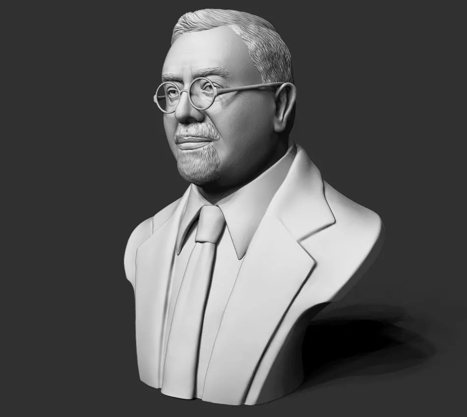 Norbert Wiener Bust Sculpture 3D print model_14