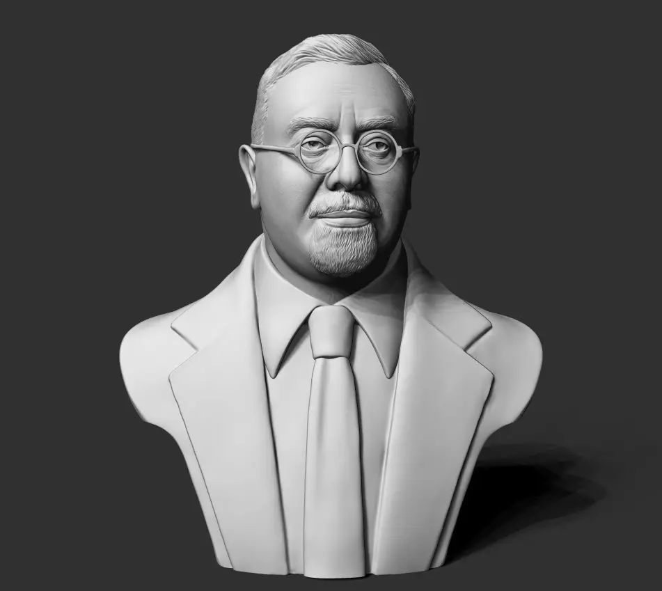 Norbert Wiener Bust Sculpture 3D print model_13