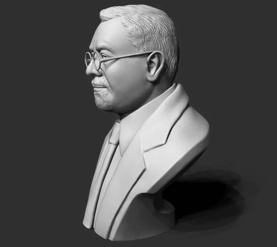 Norbert Wiener Bust Sculpture 3D print model_15
