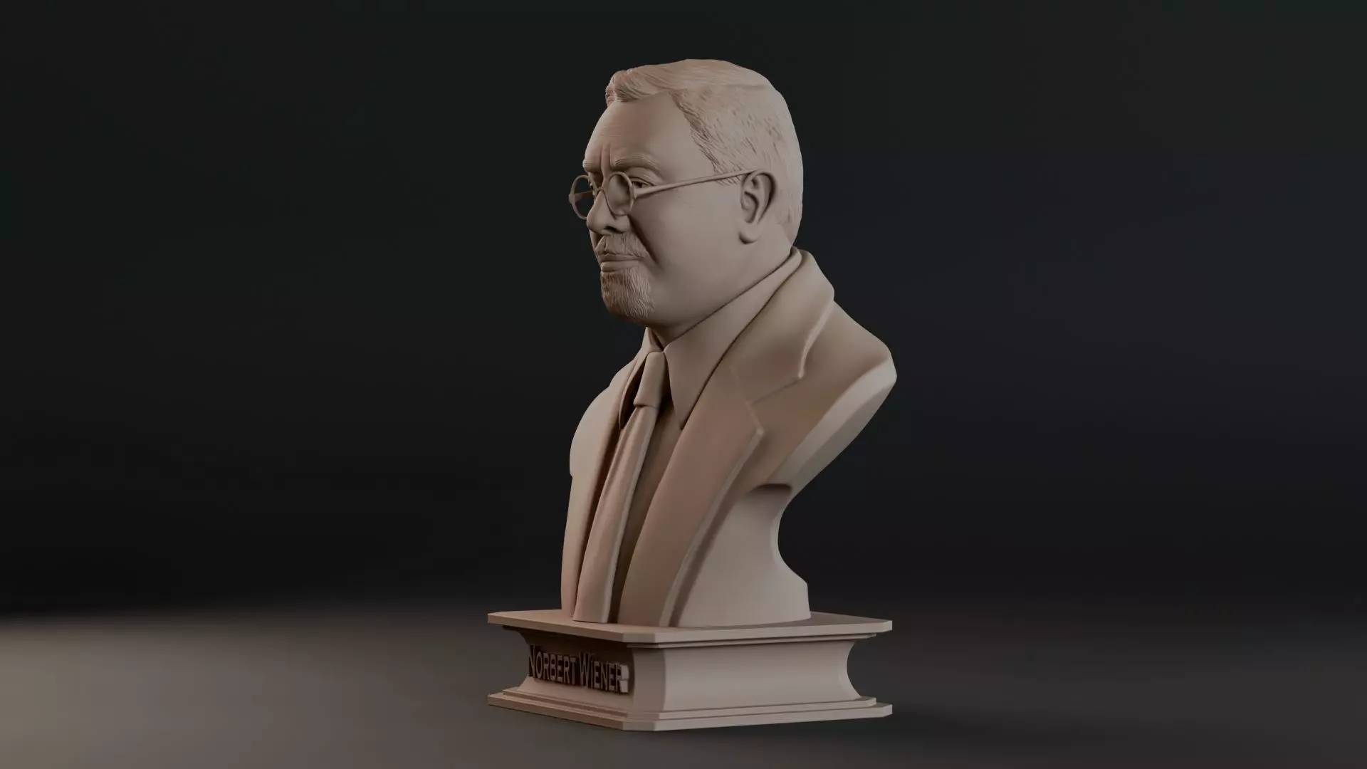 Norbert Wiener Bust Sculpture 3D print model_11