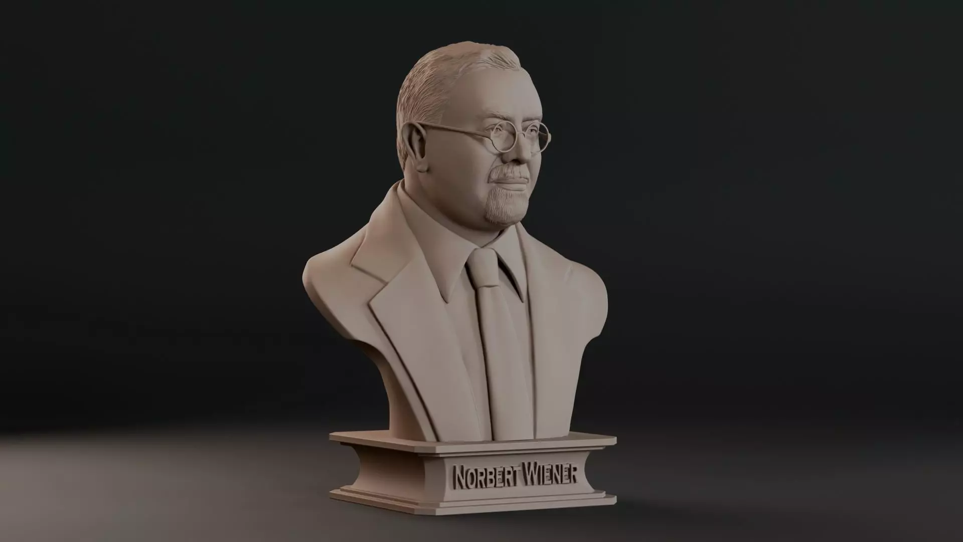 Norbert Wiener Bust Sculpture 3D print model_2
