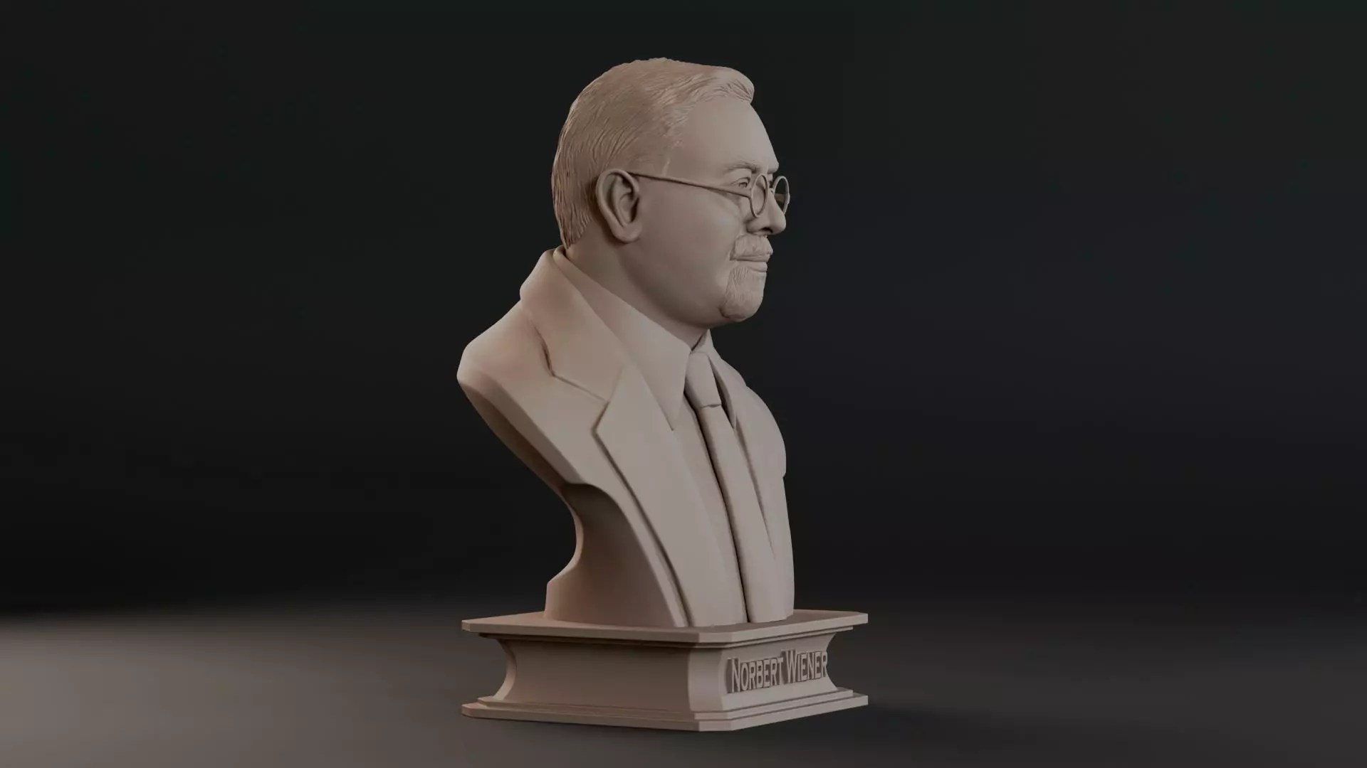 Norbert Wiener Bust Sculpture 3D print model_3
