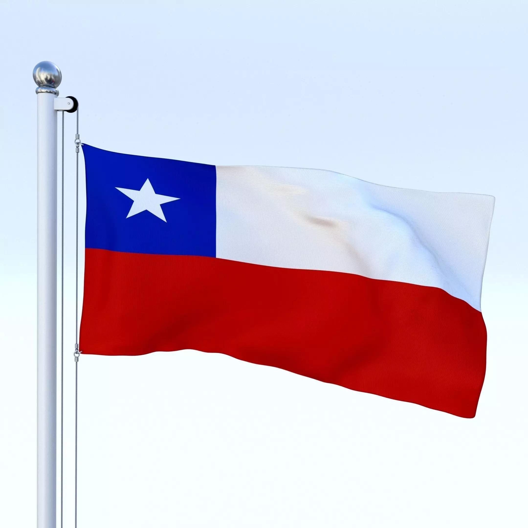 Animated Chile Flag Low-poly 3D model_0