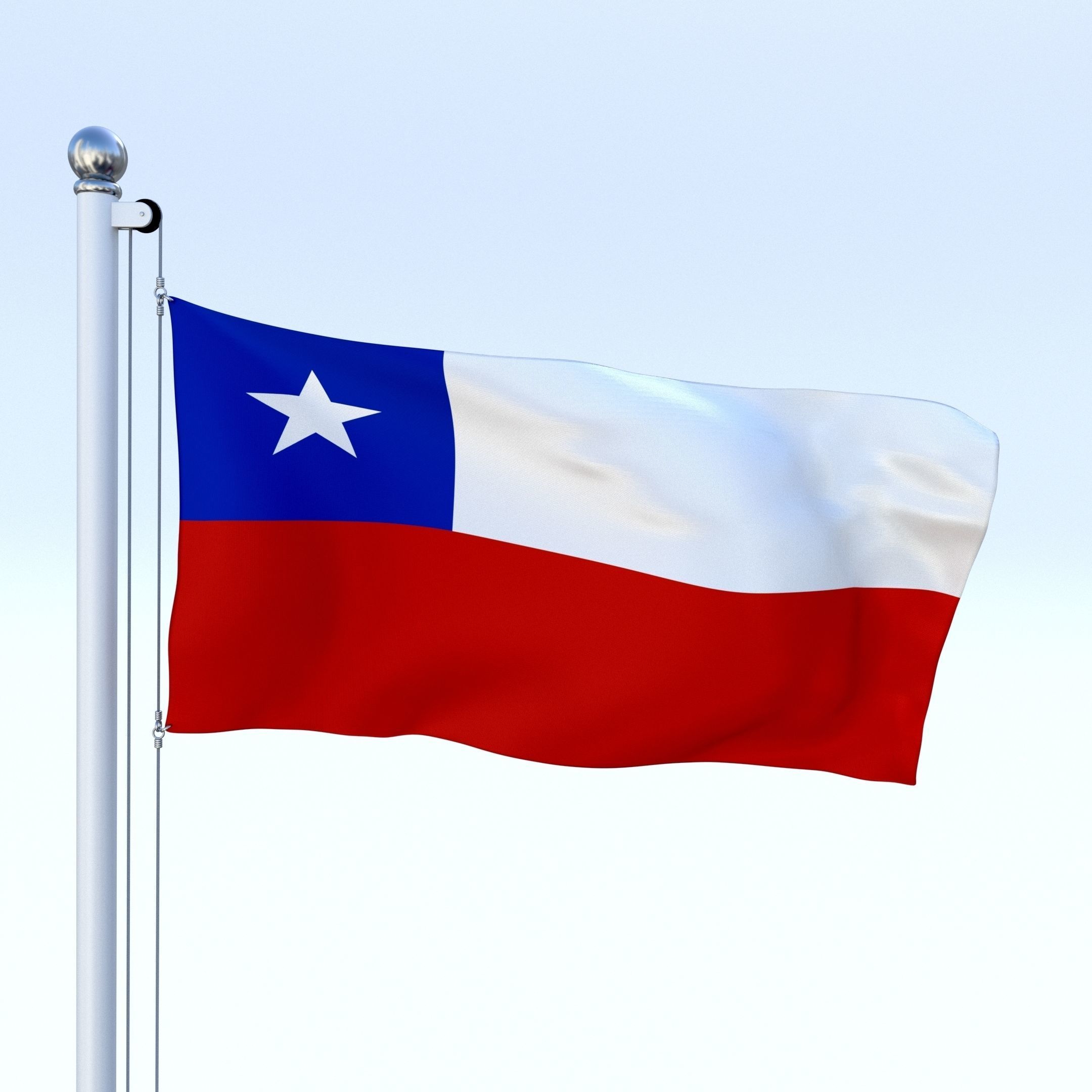 Animated Chile Flag Low-poly 3D model_1
