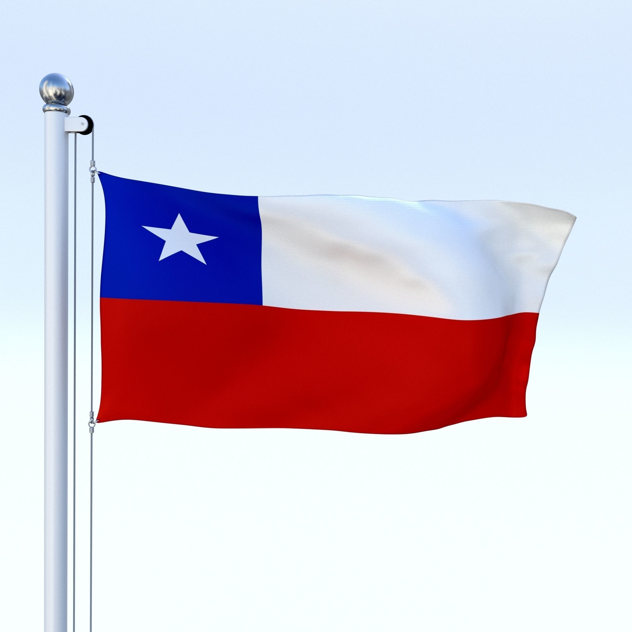 Animated Chile Flag Low-poly 3D model_19