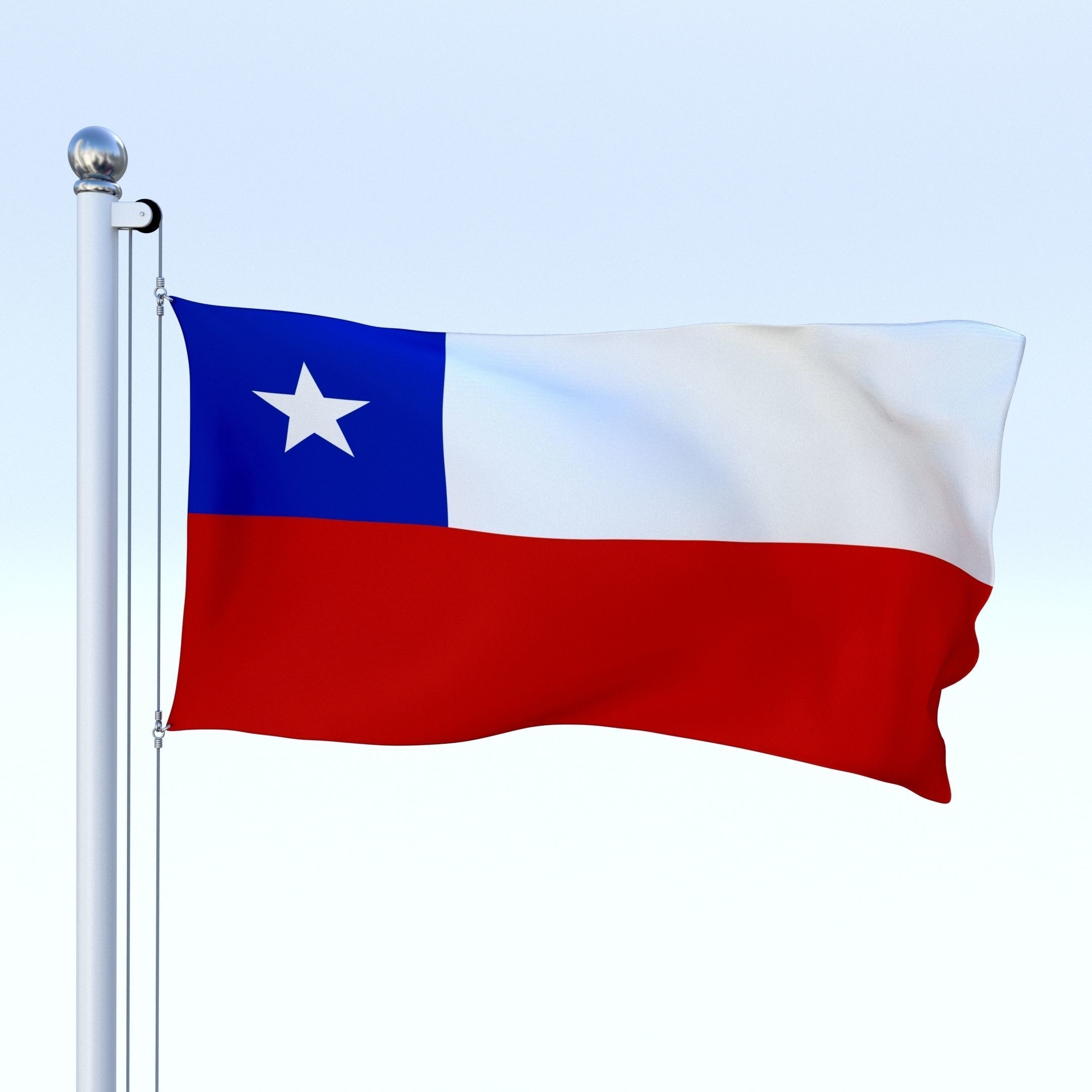 Animated Chile Flag Low-poly 3D model_11