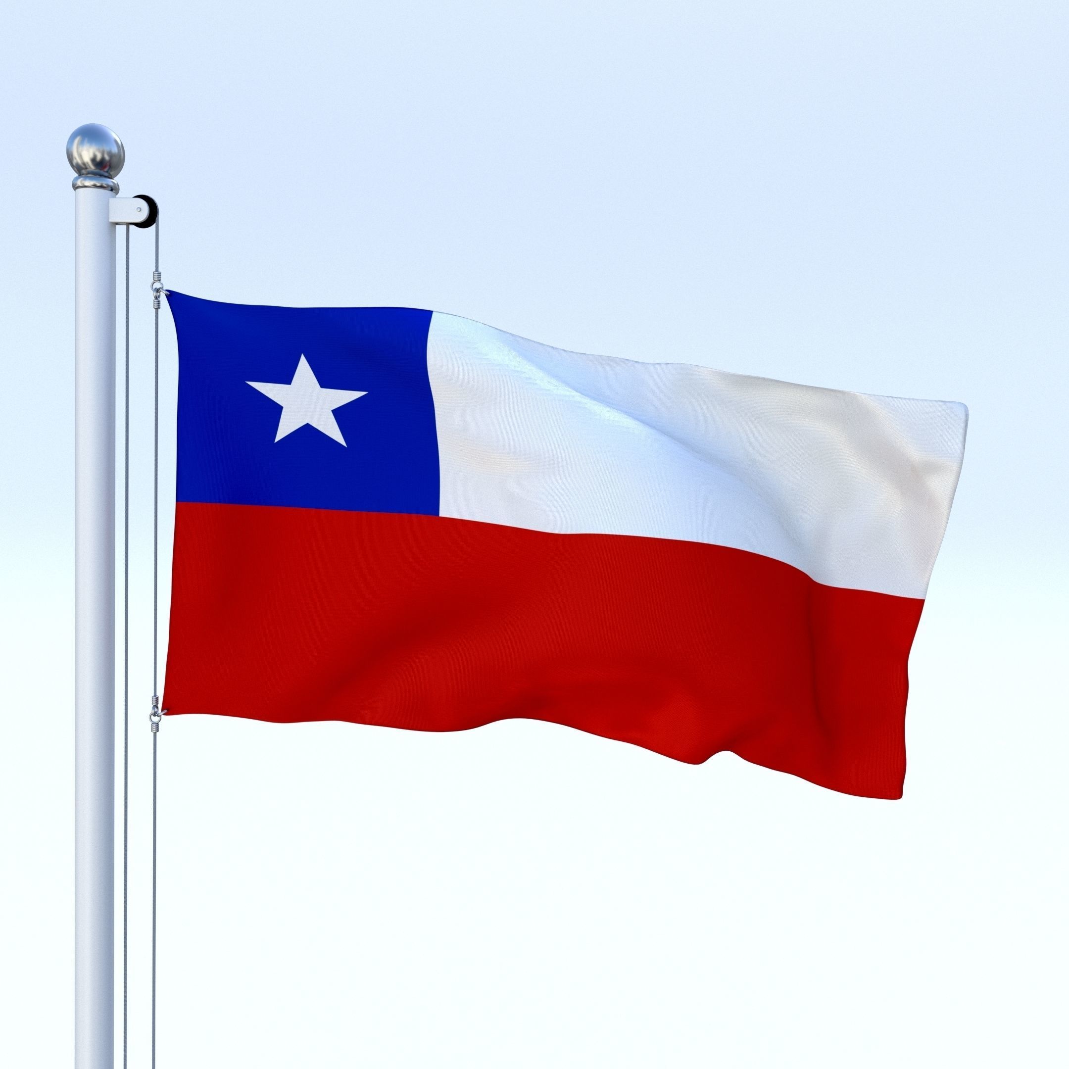Animated Chile Flag Low-poly 3D model_10