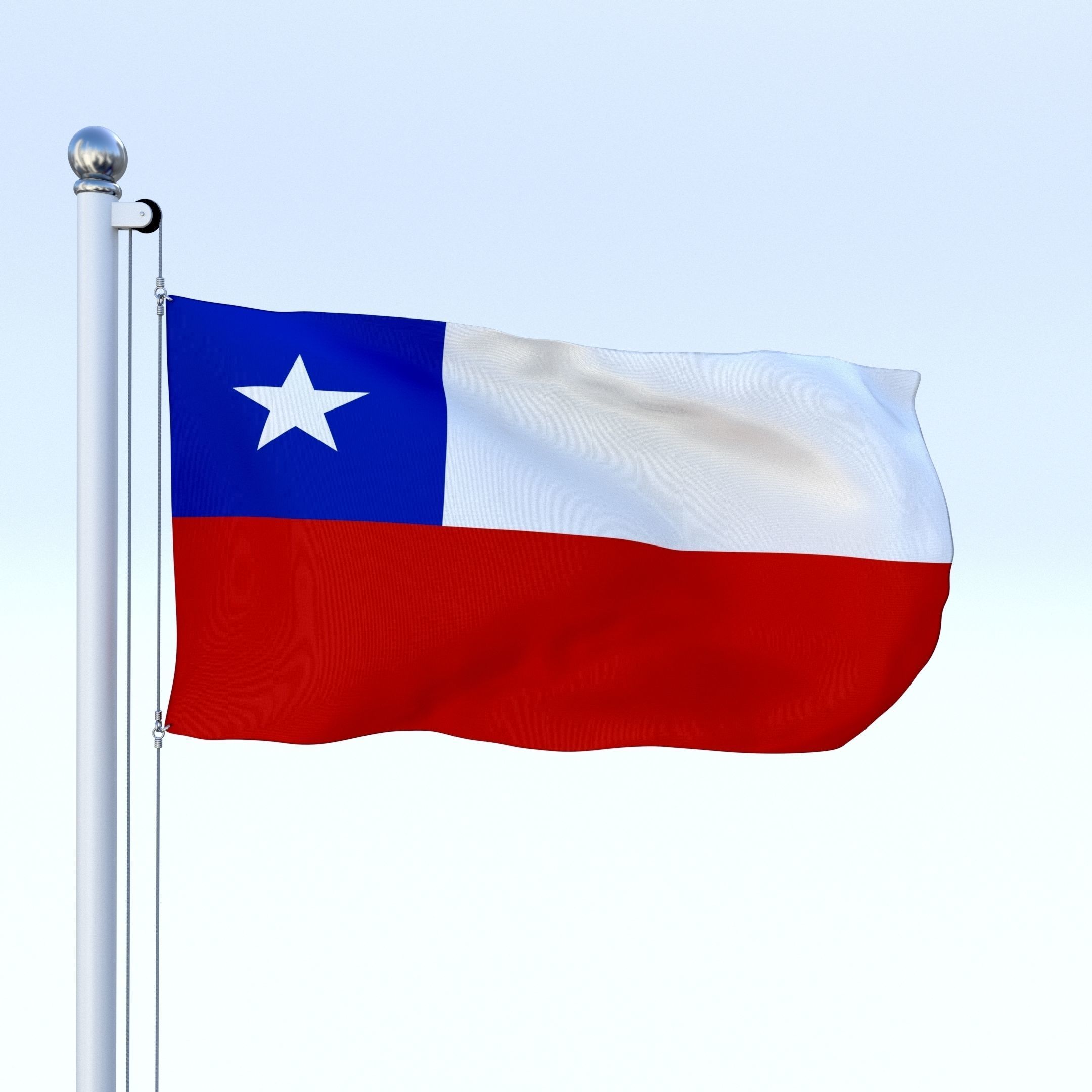 Animated Chile Flag Low-poly 3D model_12
