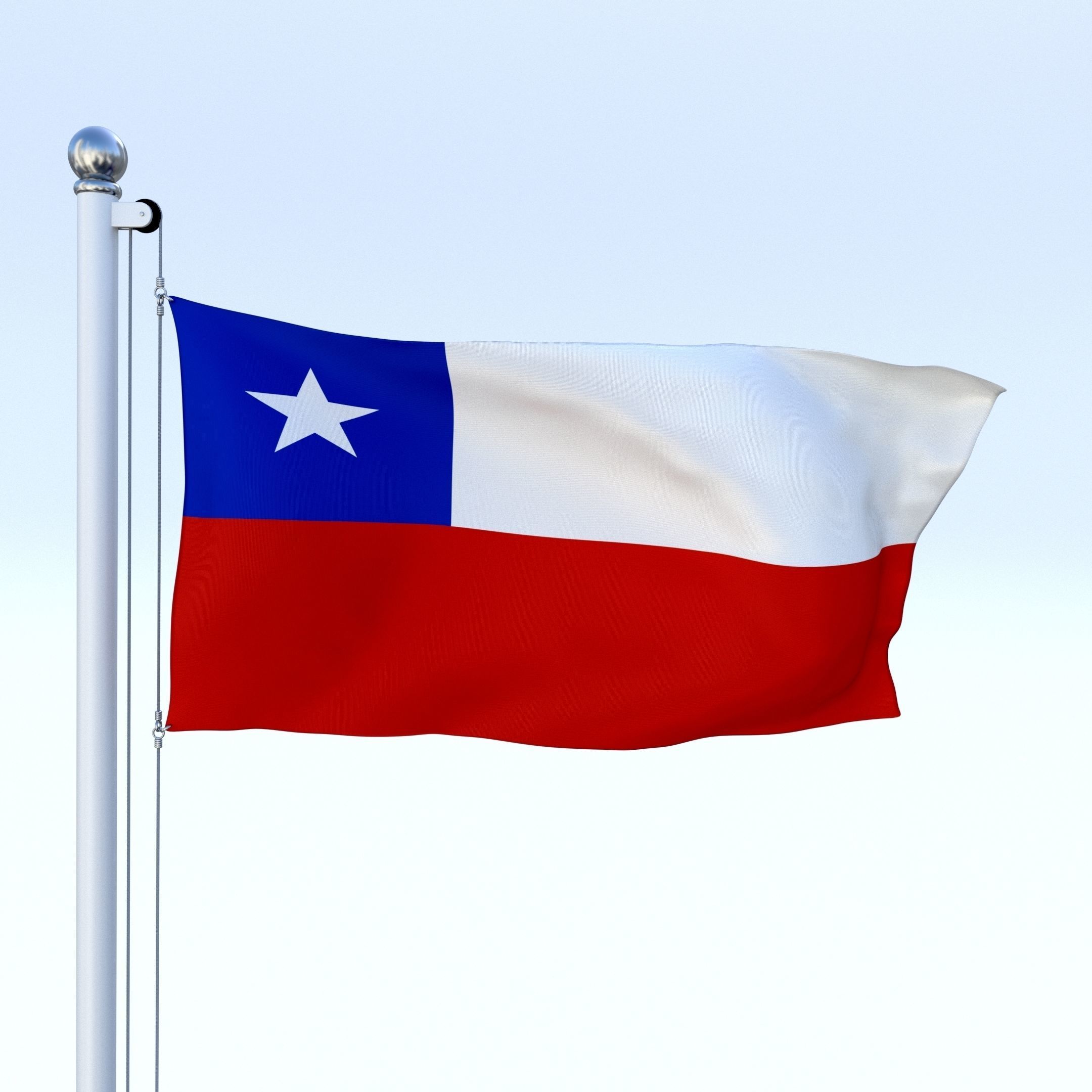 Animated Chile Flag Low-poly 3D model_2