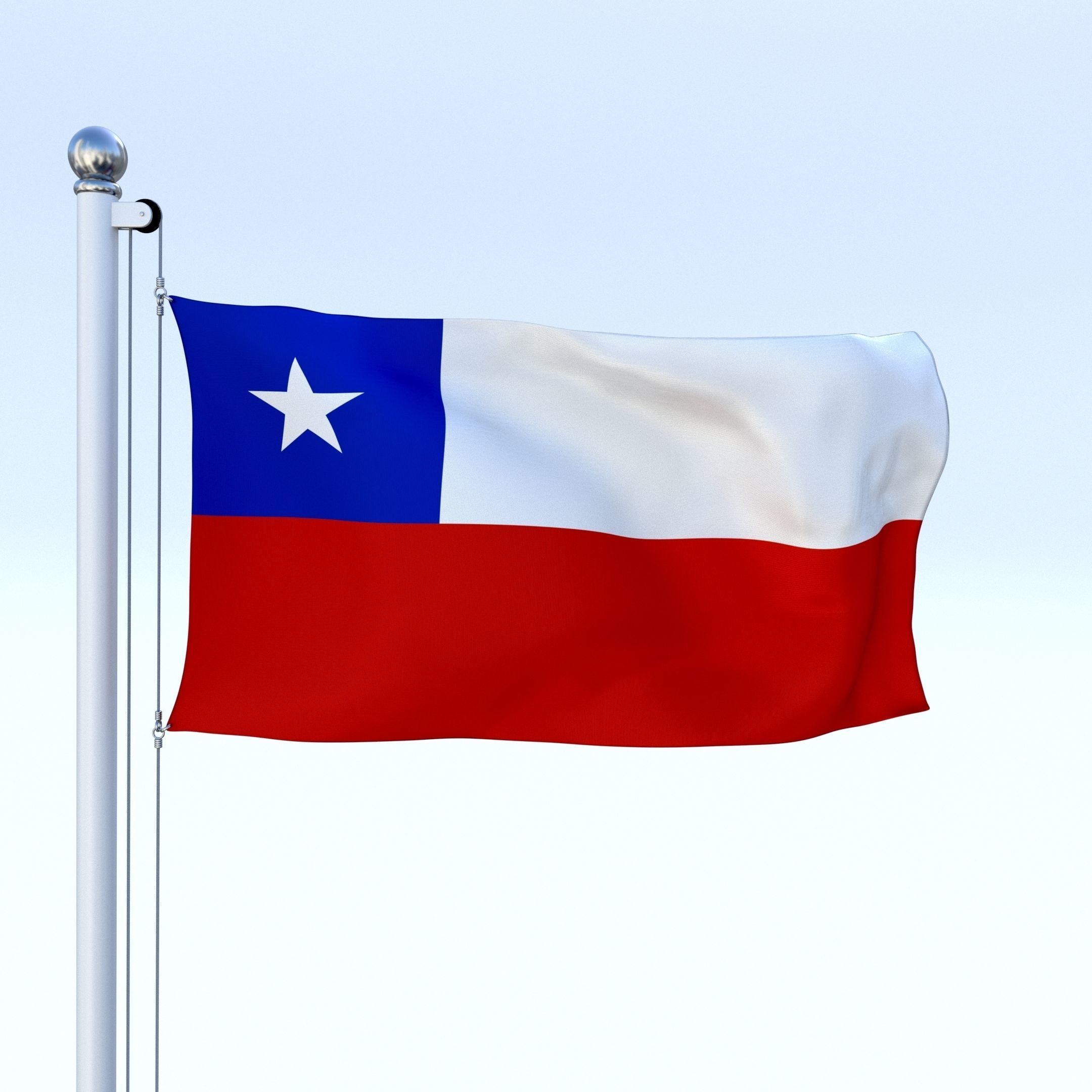Animated Chile Flag Low-poly 3D model_22