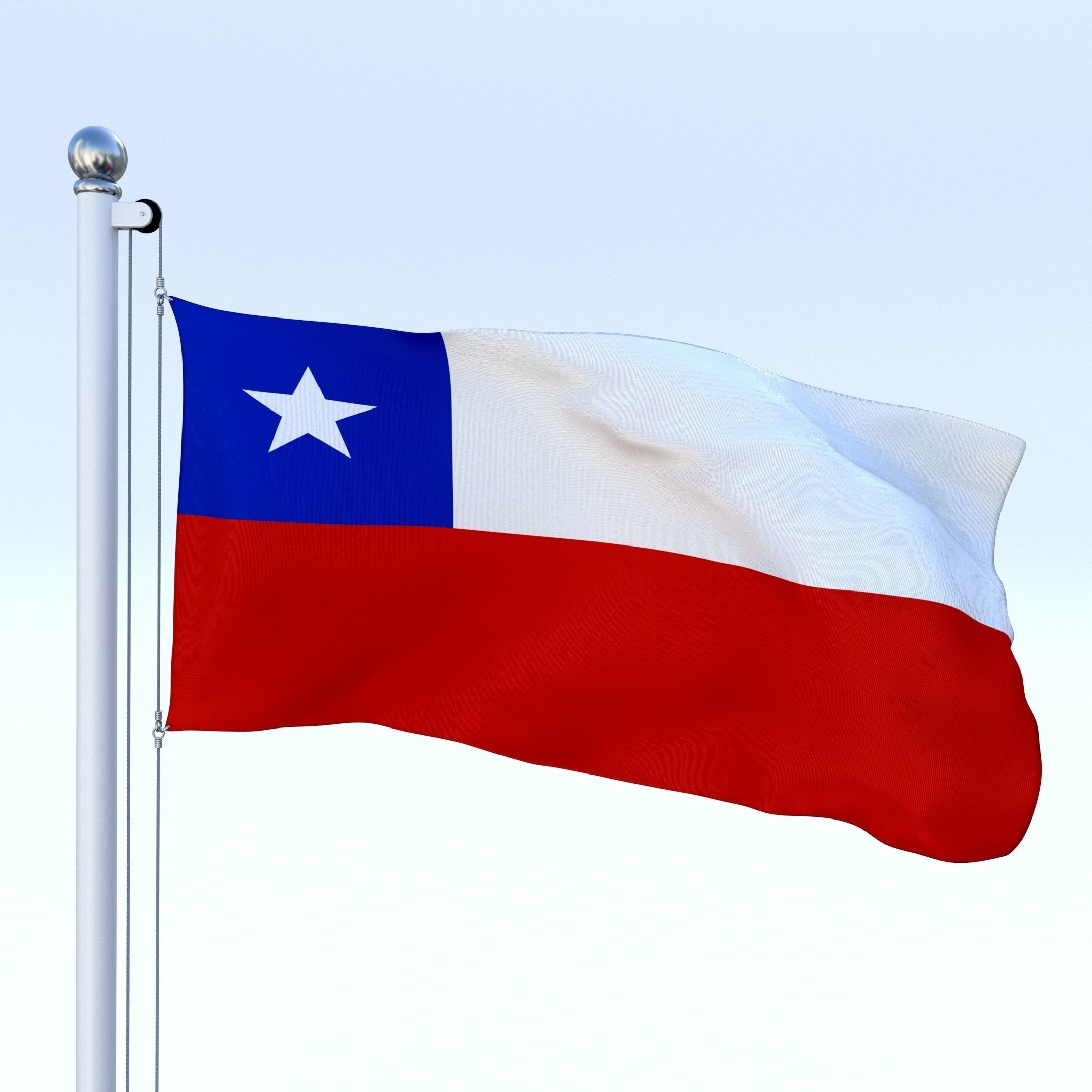 Animated Chile Flag Low-poly 3D model_24
