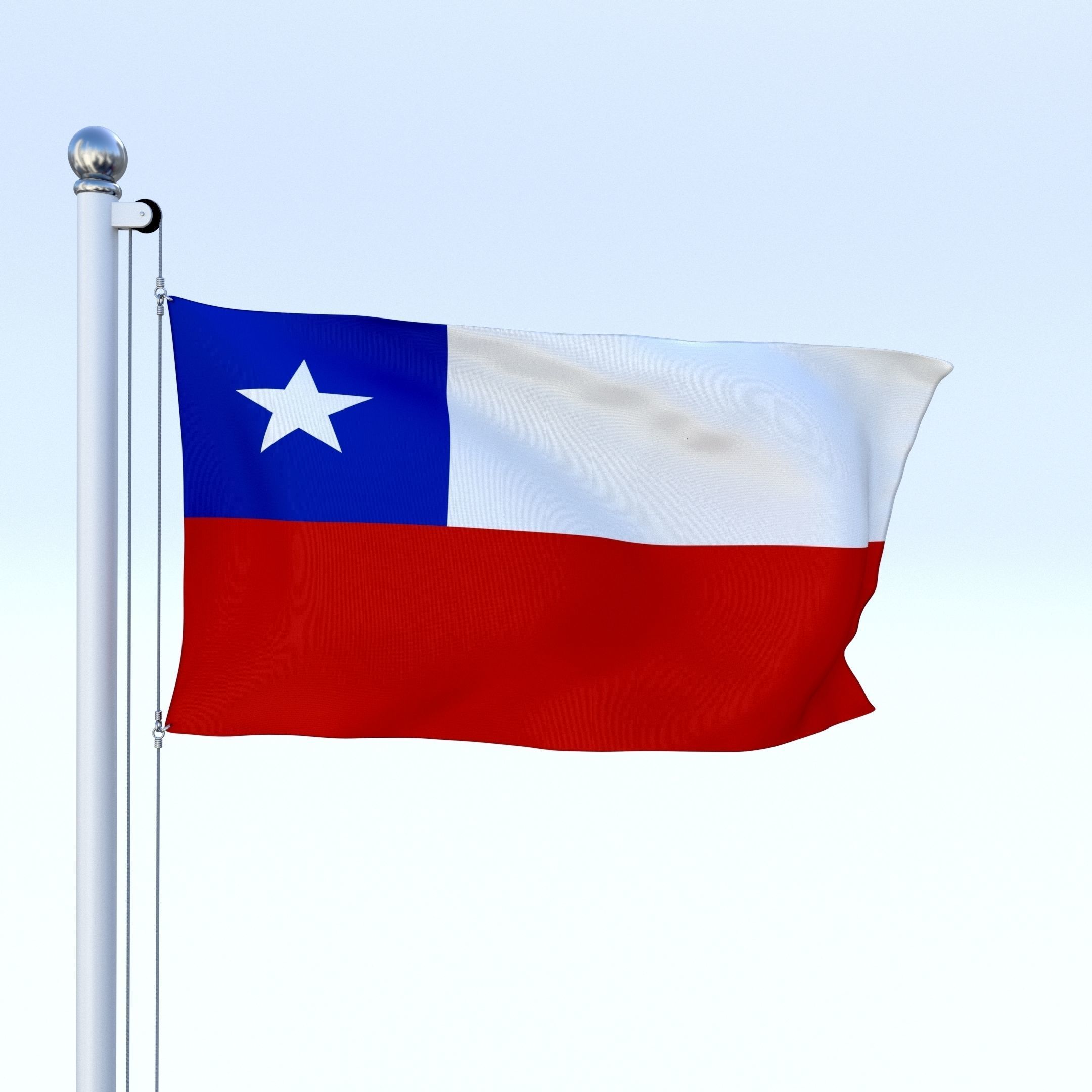 Animated Chile Flag Low-poly 3D model_4