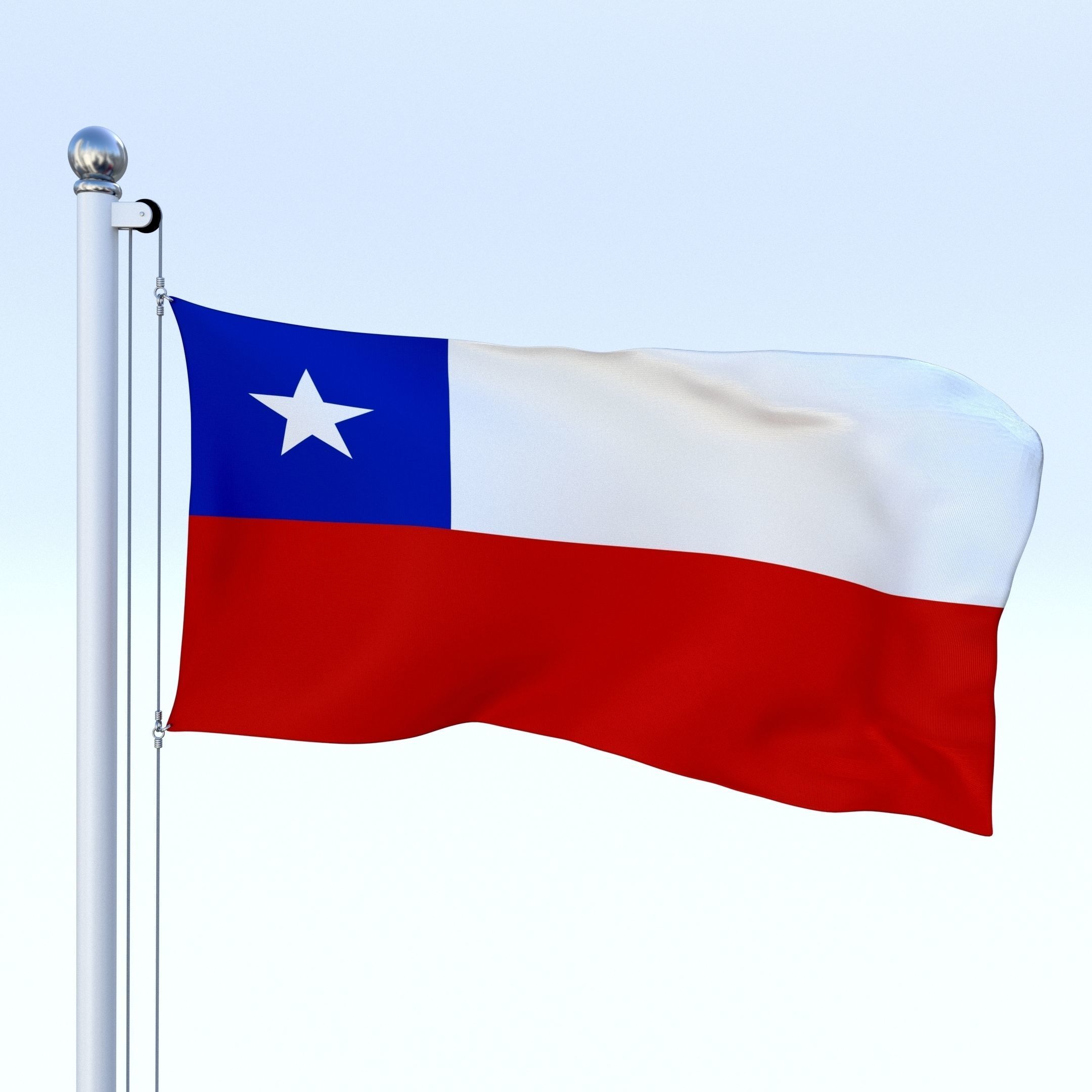 Animated Chile Flag Low-poly 3D model_3