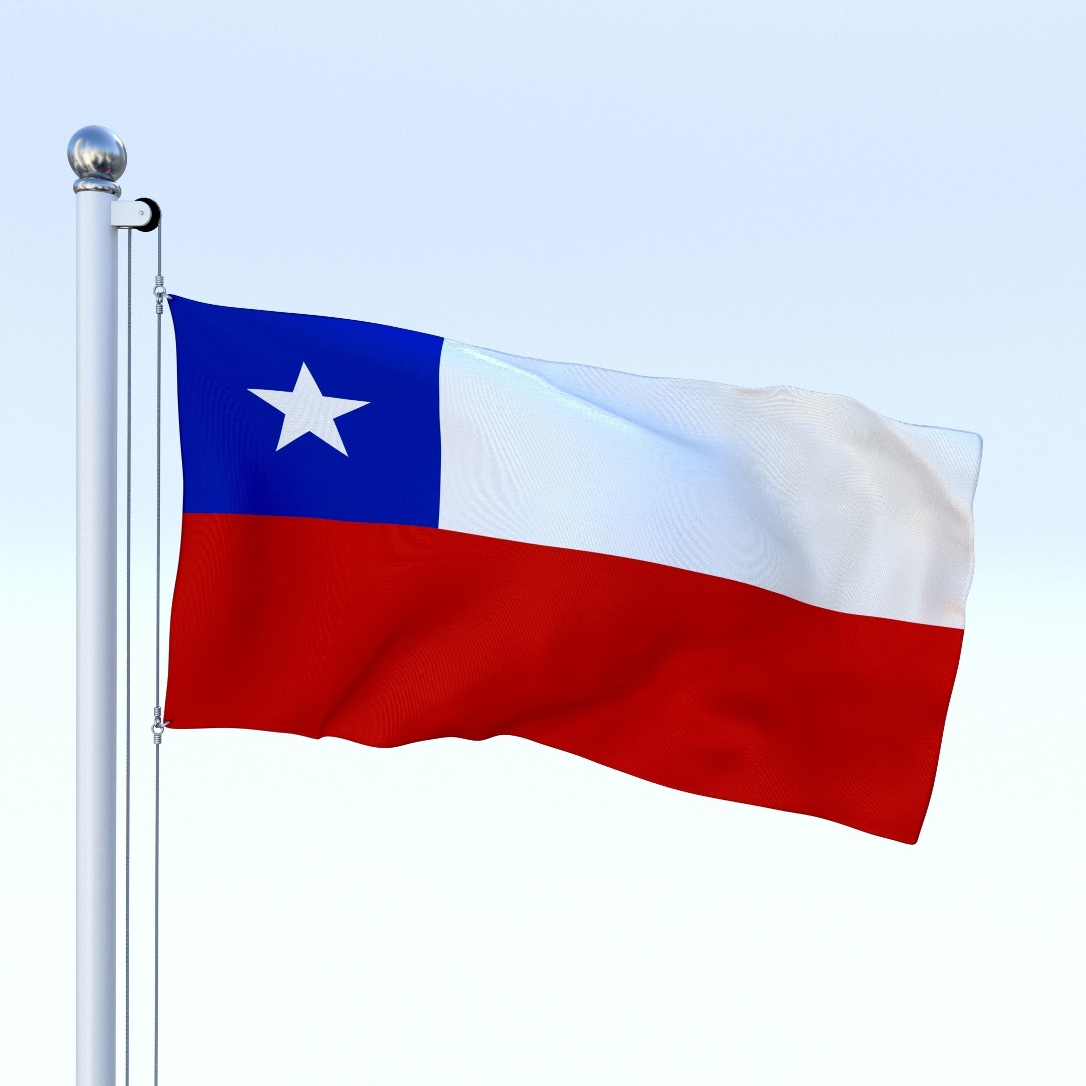 Animated Chile Flag Low-poly 3D model_6