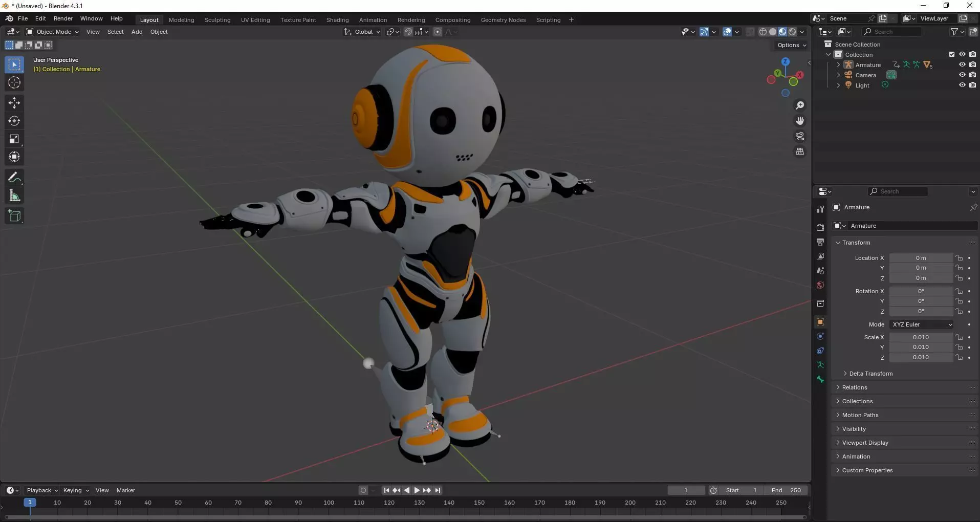 Futuristic Robot Character Rigged and Animated Low-poly 3D model_21