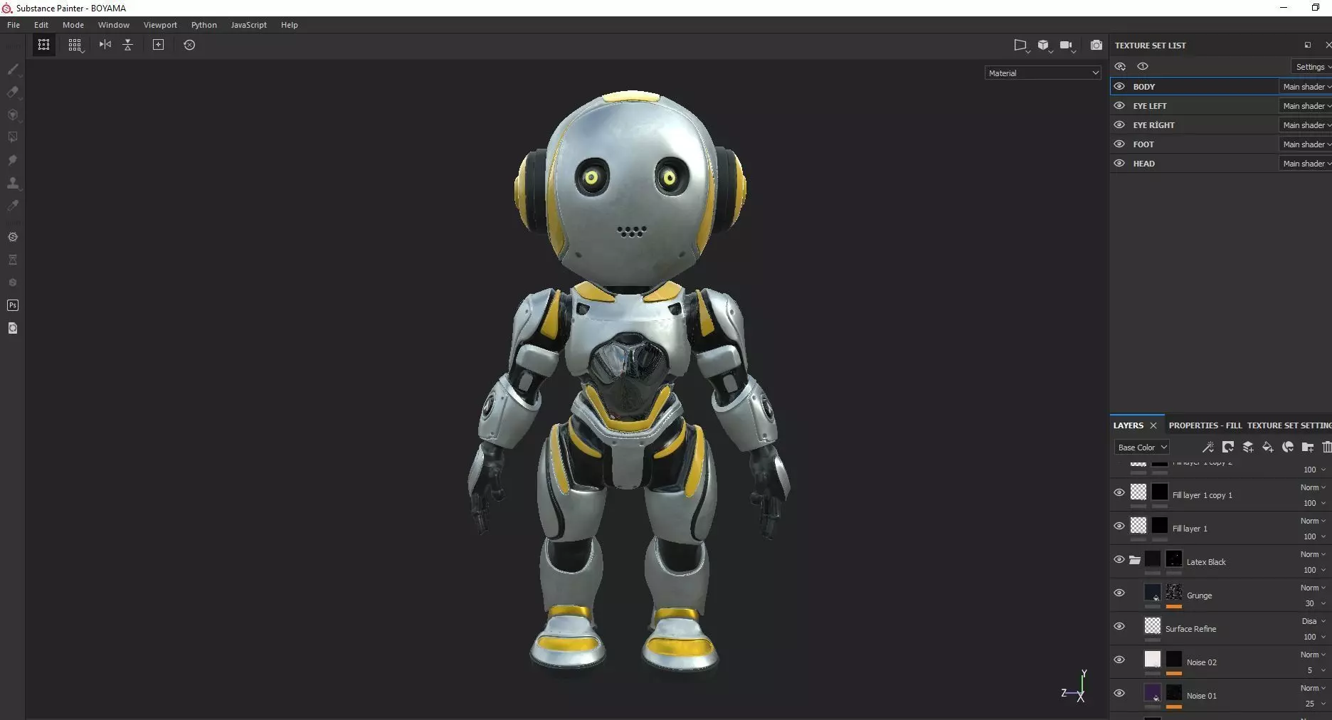 Futuristic Robot Character Rigged and Animated Low-poly 3D model_13