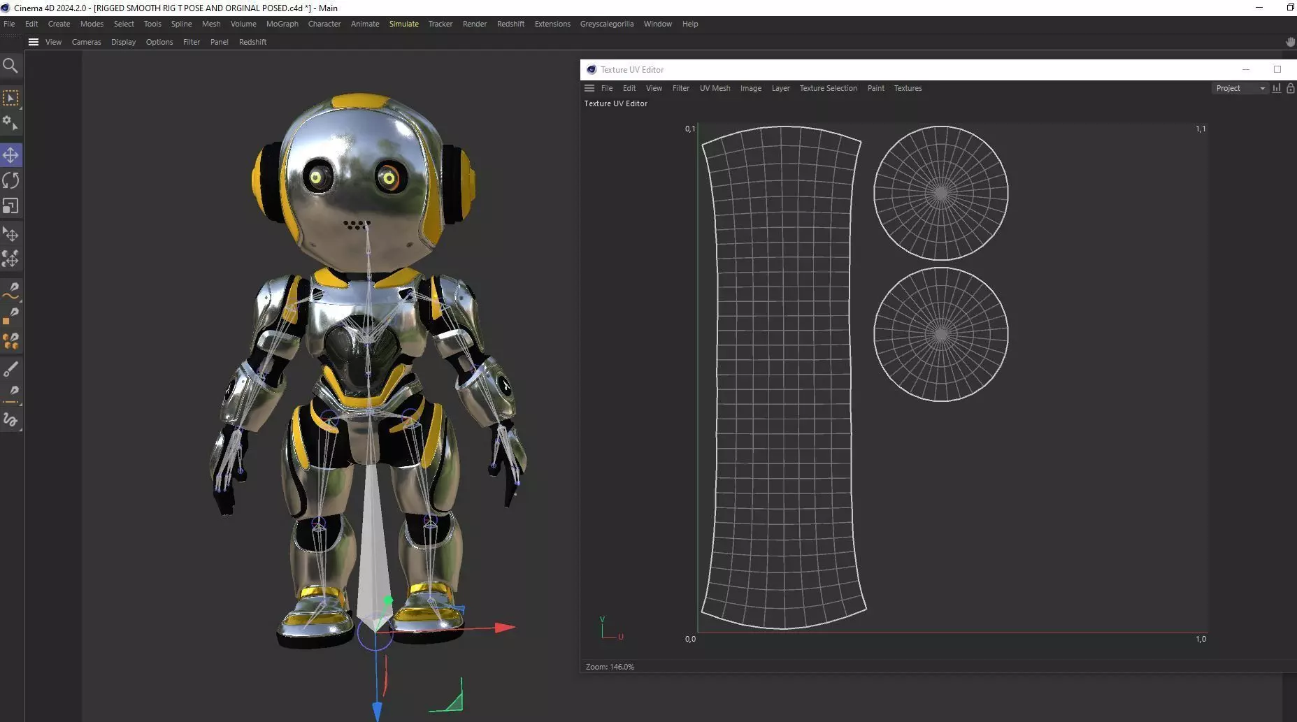 Futuristic Robot Character Rigged and Animated Low-poly 3D model_18