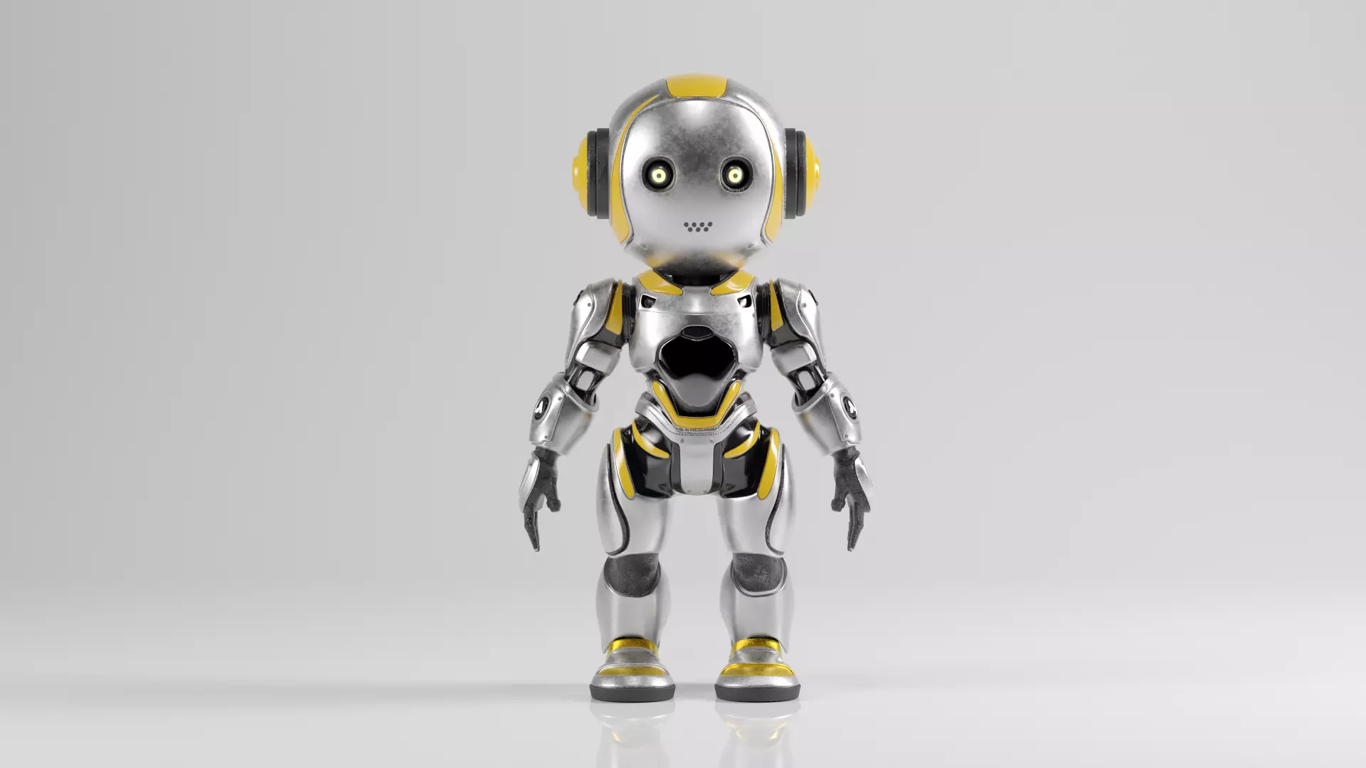 Futuristic Robot Character Rigged and Animated Low-poly 3D model_5