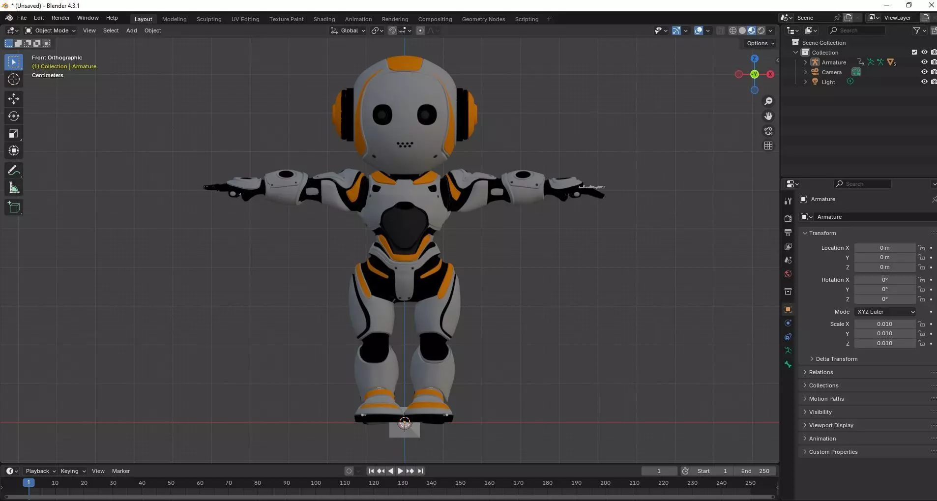 Futuristic Robot Character Rigged and Animated Low-poly 3D model_12