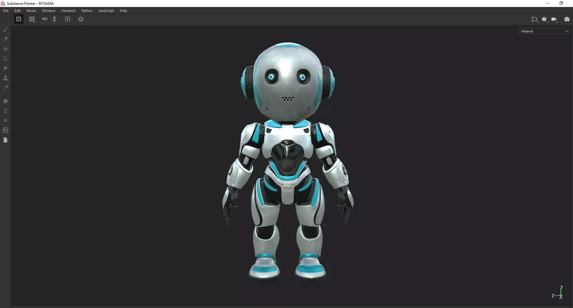 Futuristic Robot Character Rigged and Animated Low-poly 3D model_15