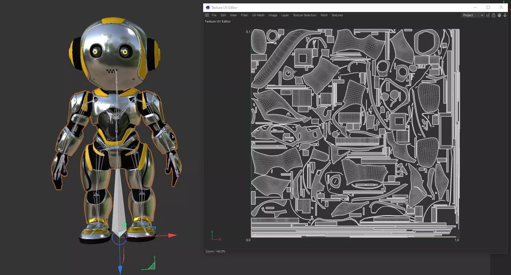 Futuristic Robot Character Rigged and Animated Low-poly 3D model_19
