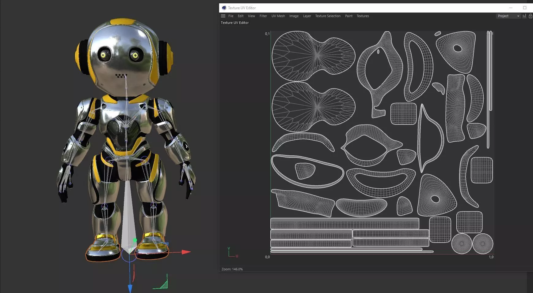 Futuristic Robot Character Rigged and Animated Low-poly 3D model_20