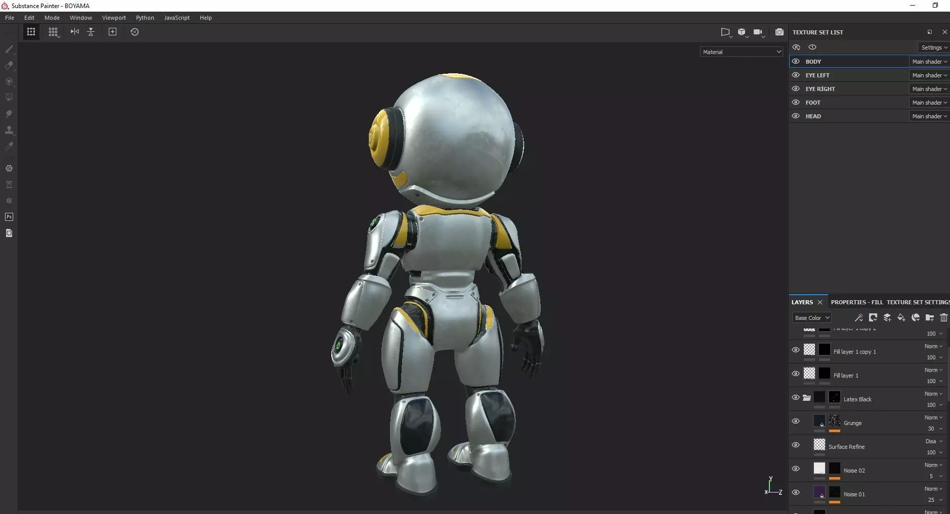 Futuristic Robot Character Rigged and Animated Low-poly 3D model_14