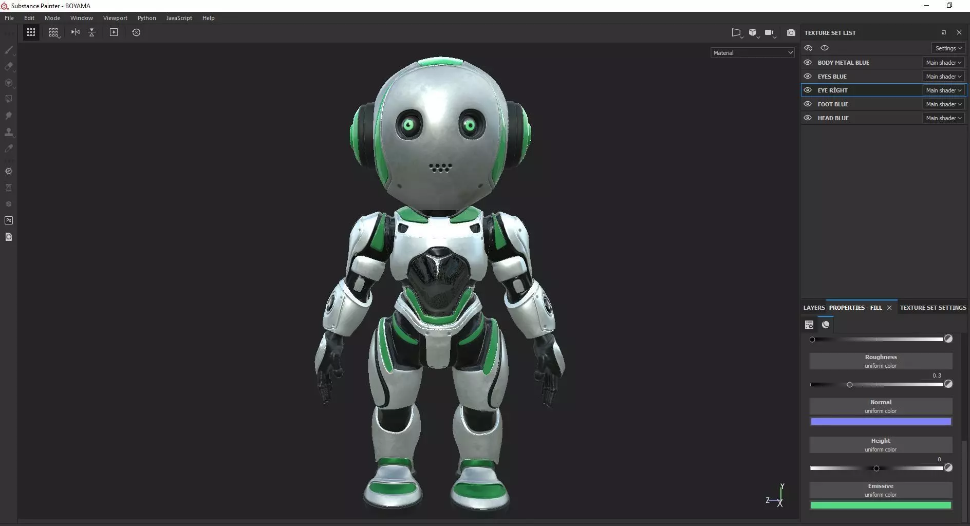 Futuristic Robot Character Rigged and Animated Low-poly 3D model_16