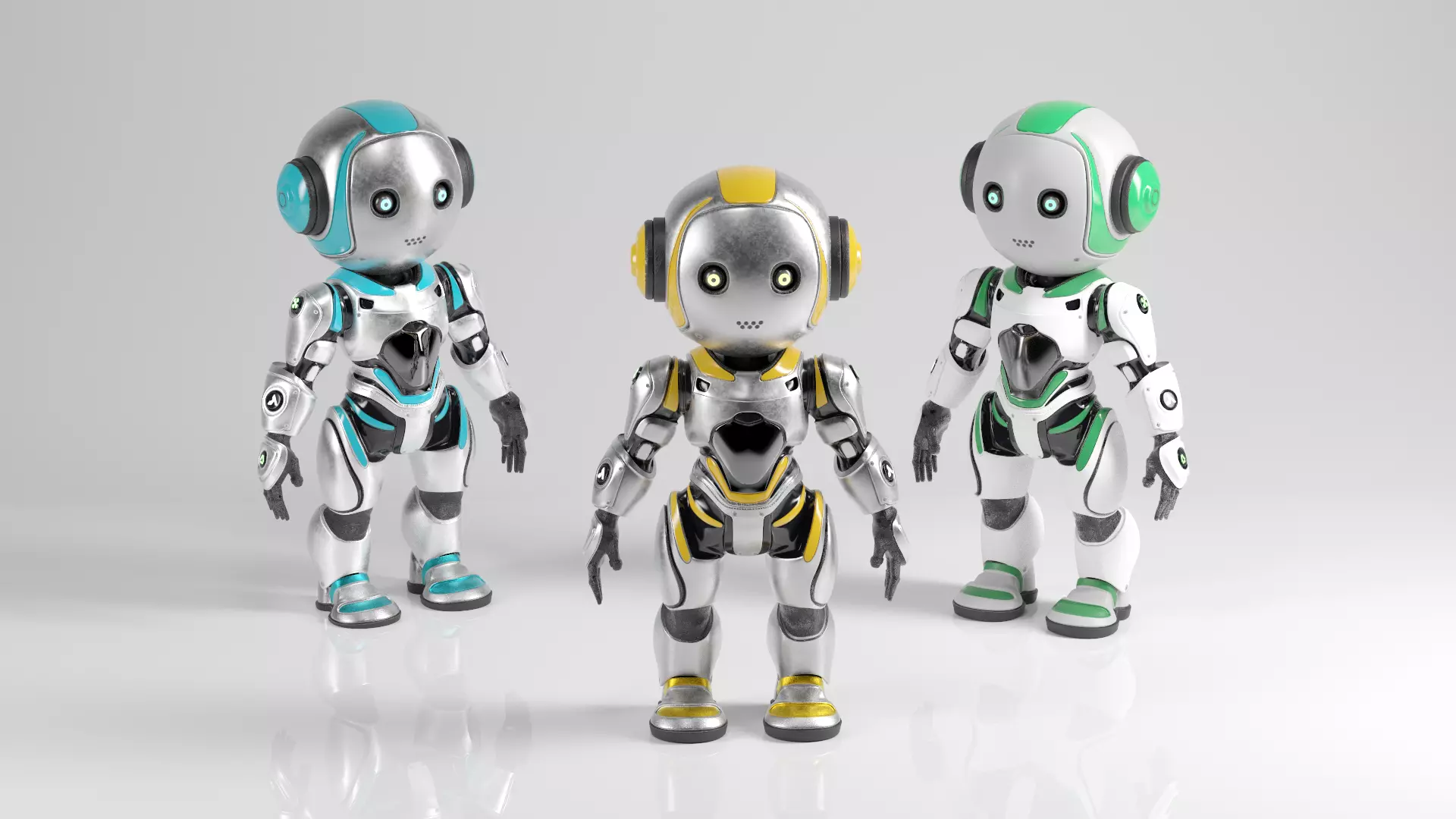 Futuristic Robot Character Rigged and Animated Low-poly 3D model_4