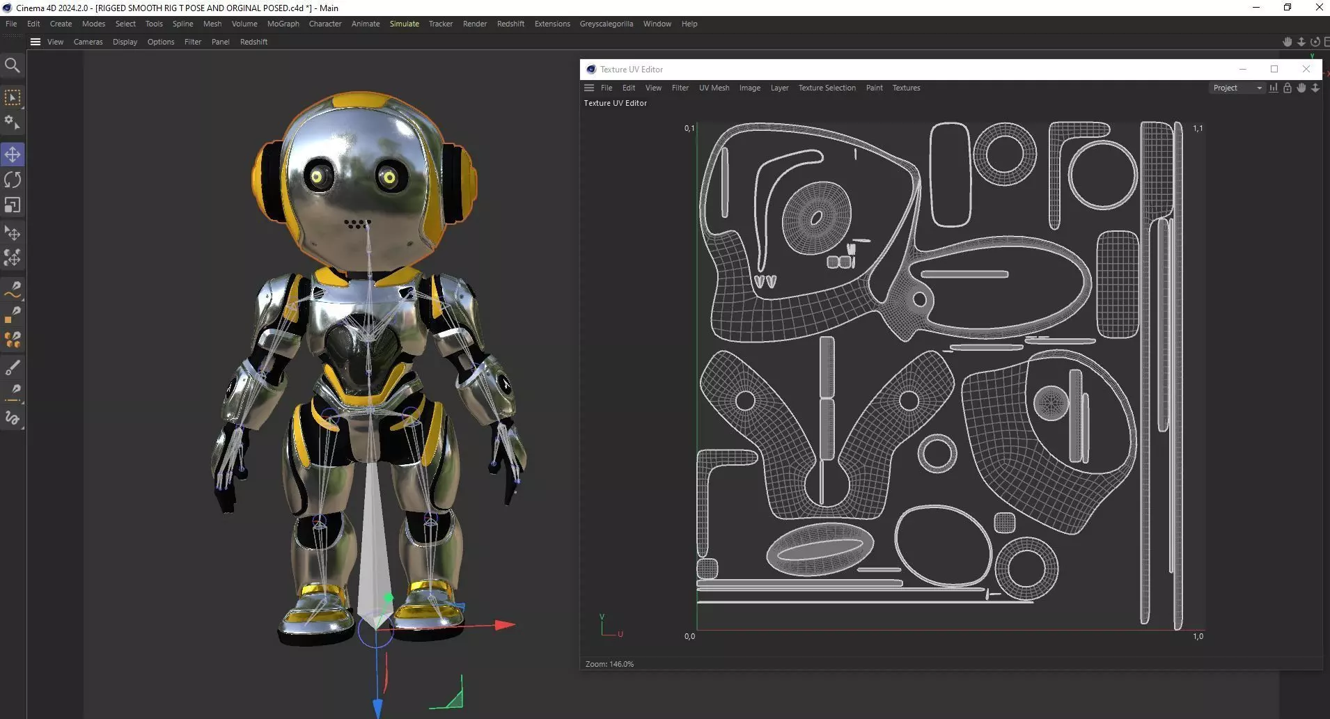 Futuristic Robot Character Rigged and Animated Low-poly 3D model_17