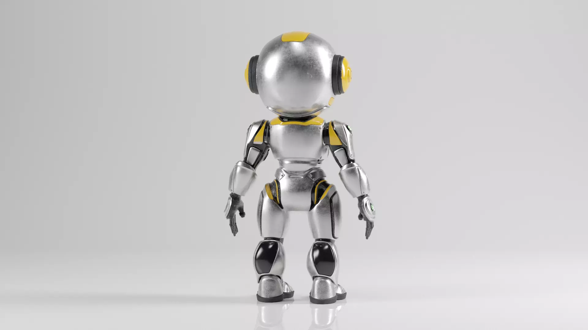Futuristic Robot Character Rigged and Animated Low-poly 3D model_7