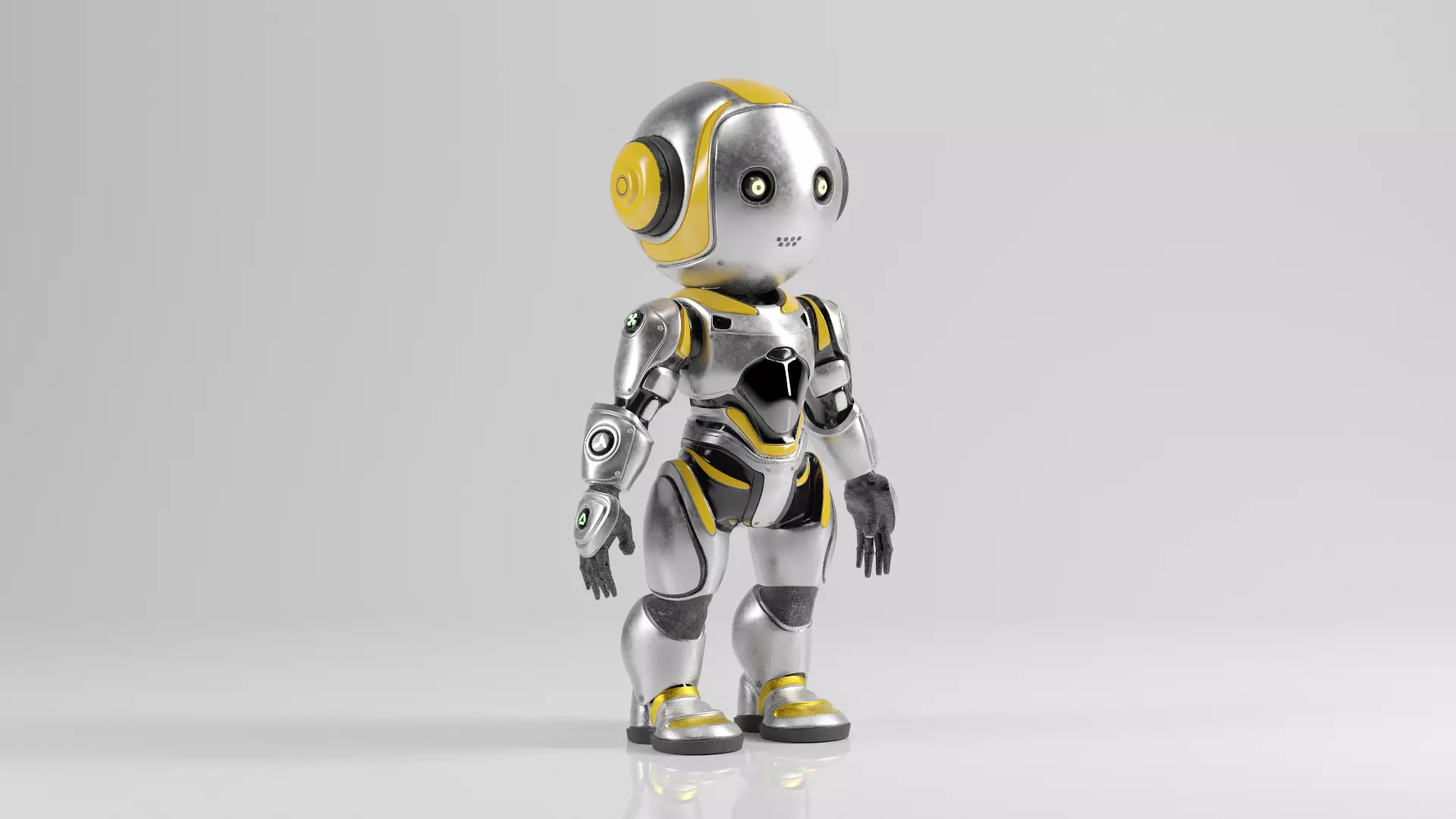 Futuristic Robot Character Rigged and Animated Low-poly 3D model_6
