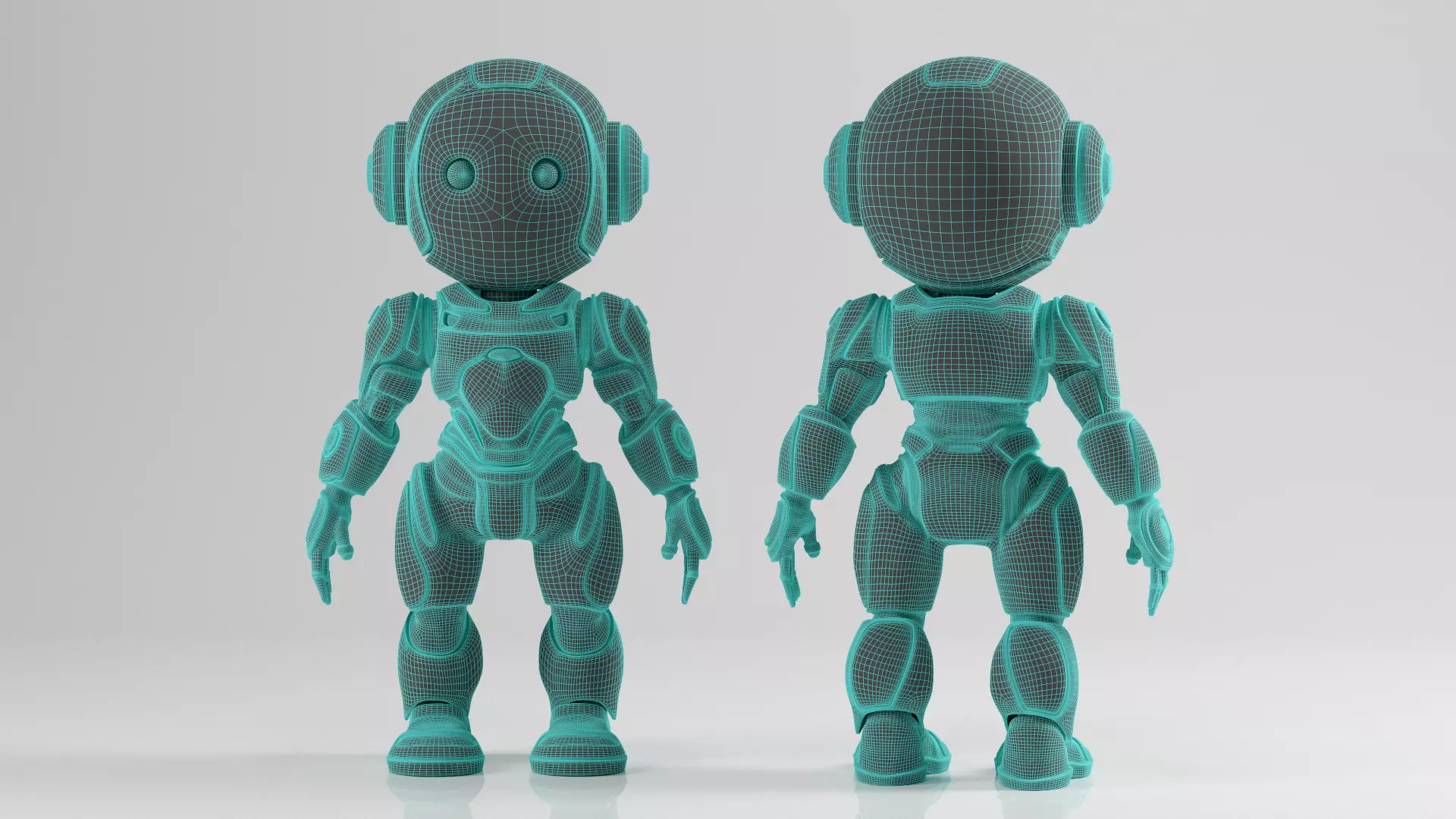 Futuristic Robot Character Rigged and Animated Low-poly 3D model_8