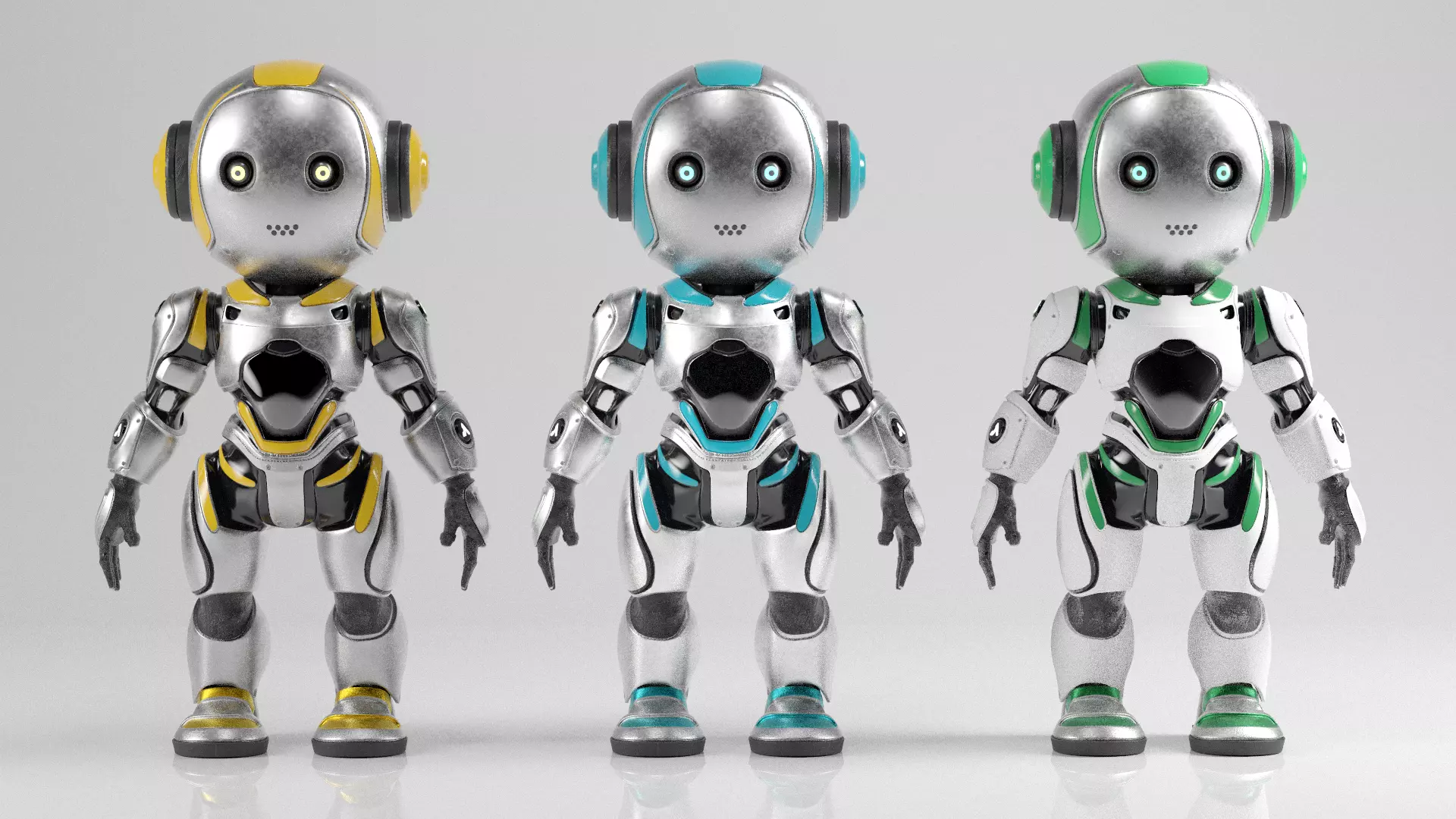 Futuristic Robot Character Rigged and Animated Low-poly 3D model_3
