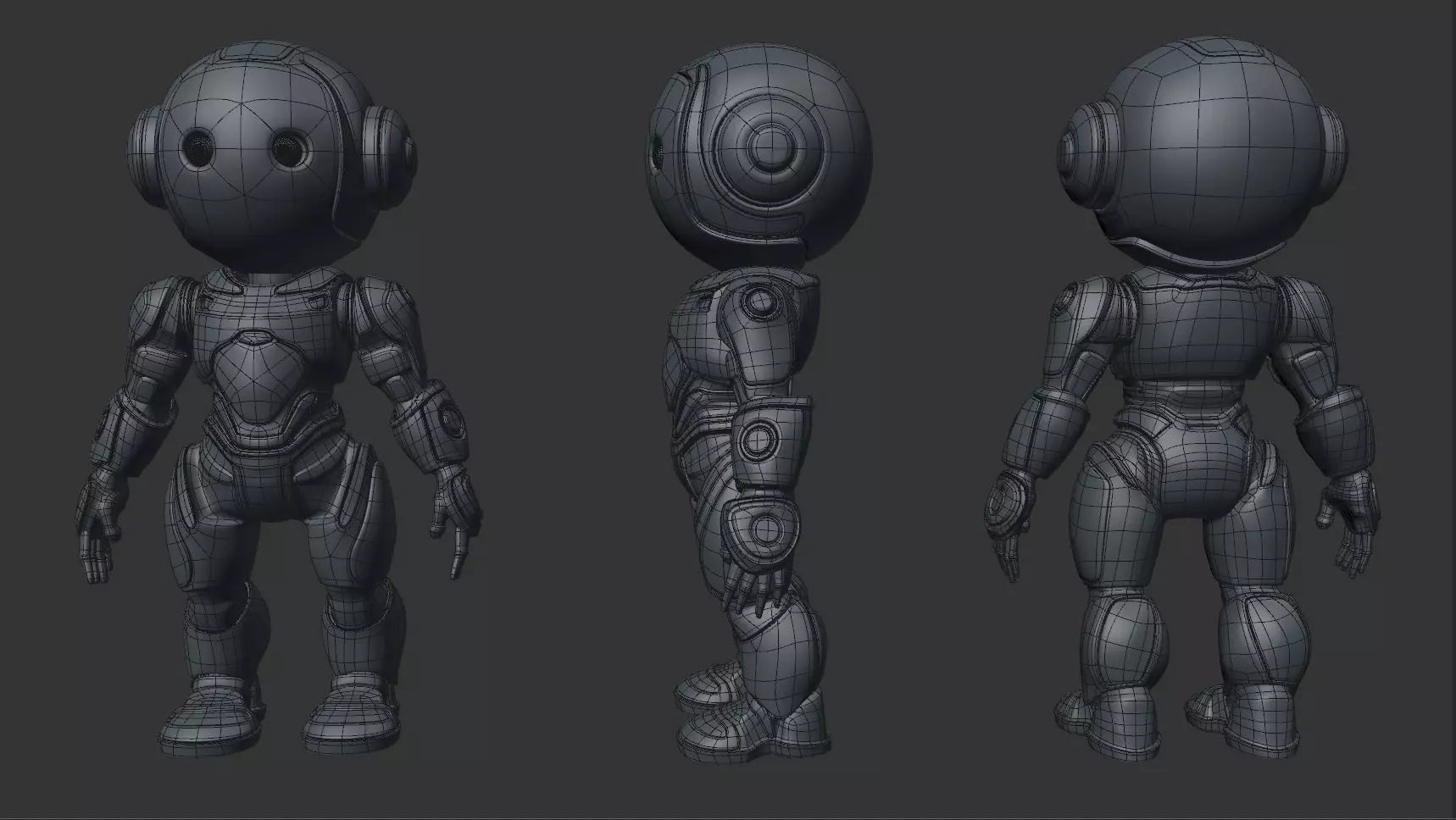 Futuristic Robot Character Rigged and Animated Low-poly 3D model_23