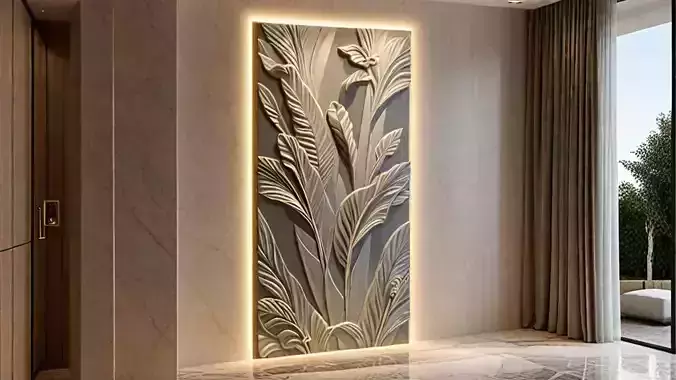 modern panel wall decor set relief stl mural CNC 254