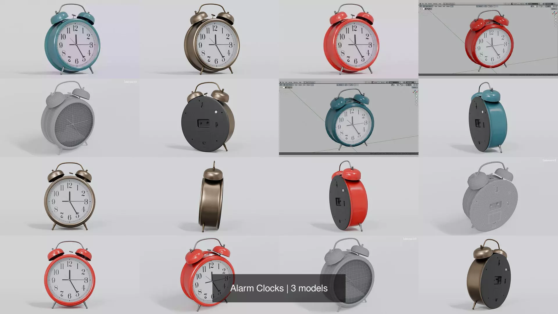 Alarm Clocks 3D Model Collection_1