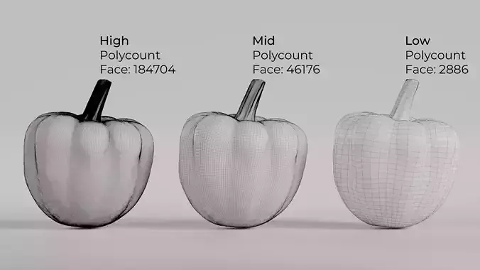 Pumpkin - Squash Low-poly 3D model 6