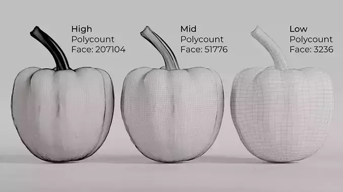 Pumpkin - Squash Low-poly 3D model 5