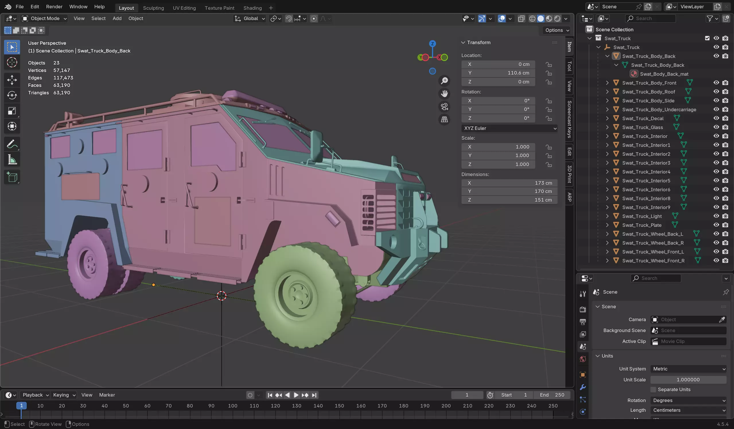 Swat Truck Low-poly 3D model_12